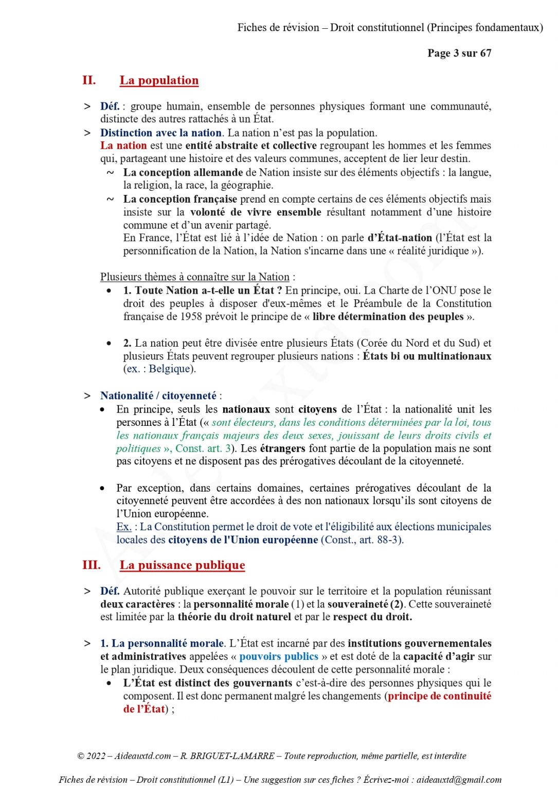Fiche Révision Droit Constitutionnel L1 Semestre 1