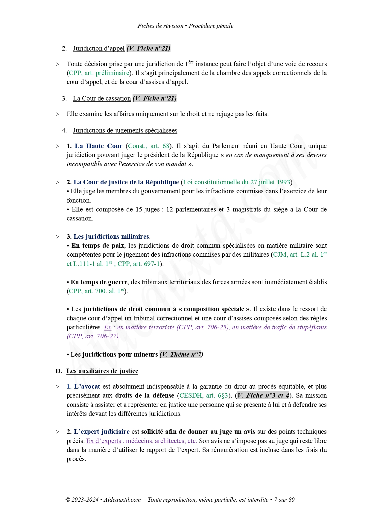 Fiches de proc dure p nale aideauxtd