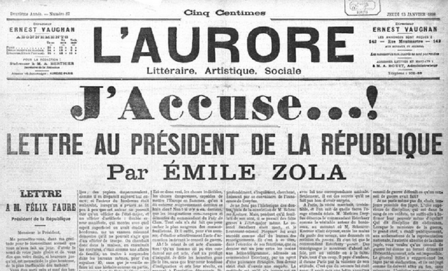 « J'accuse… ! » d'Émile Zola (L'Aurore, 1898)