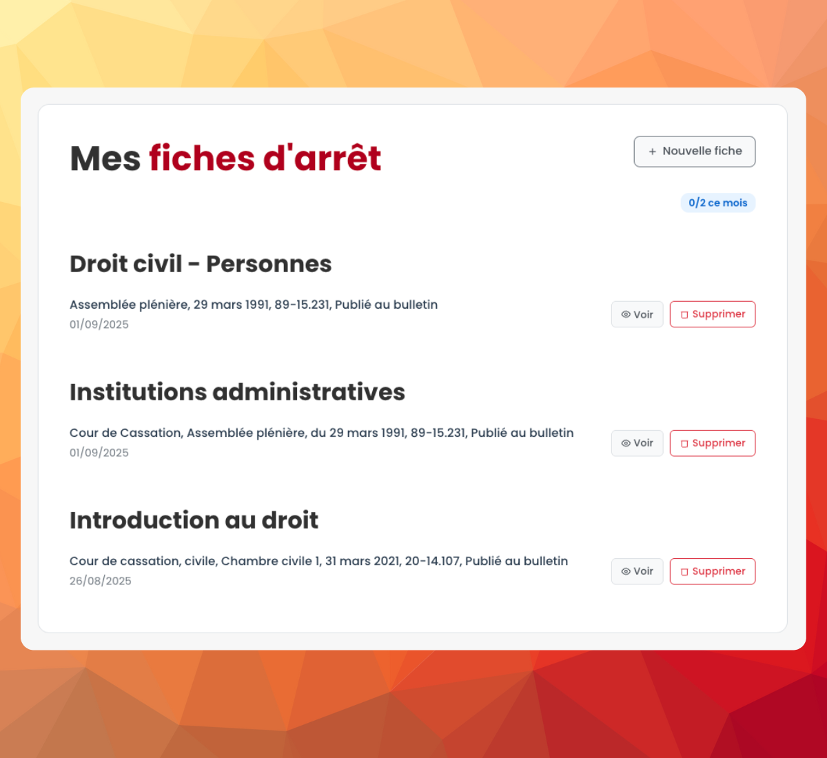 Fiche d'arrêt terminée