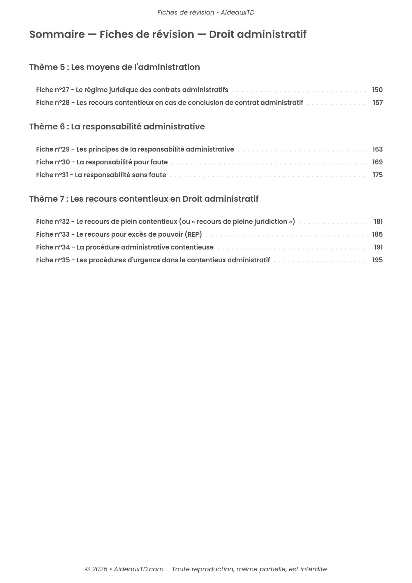 Fiches de révision — Droit administratif