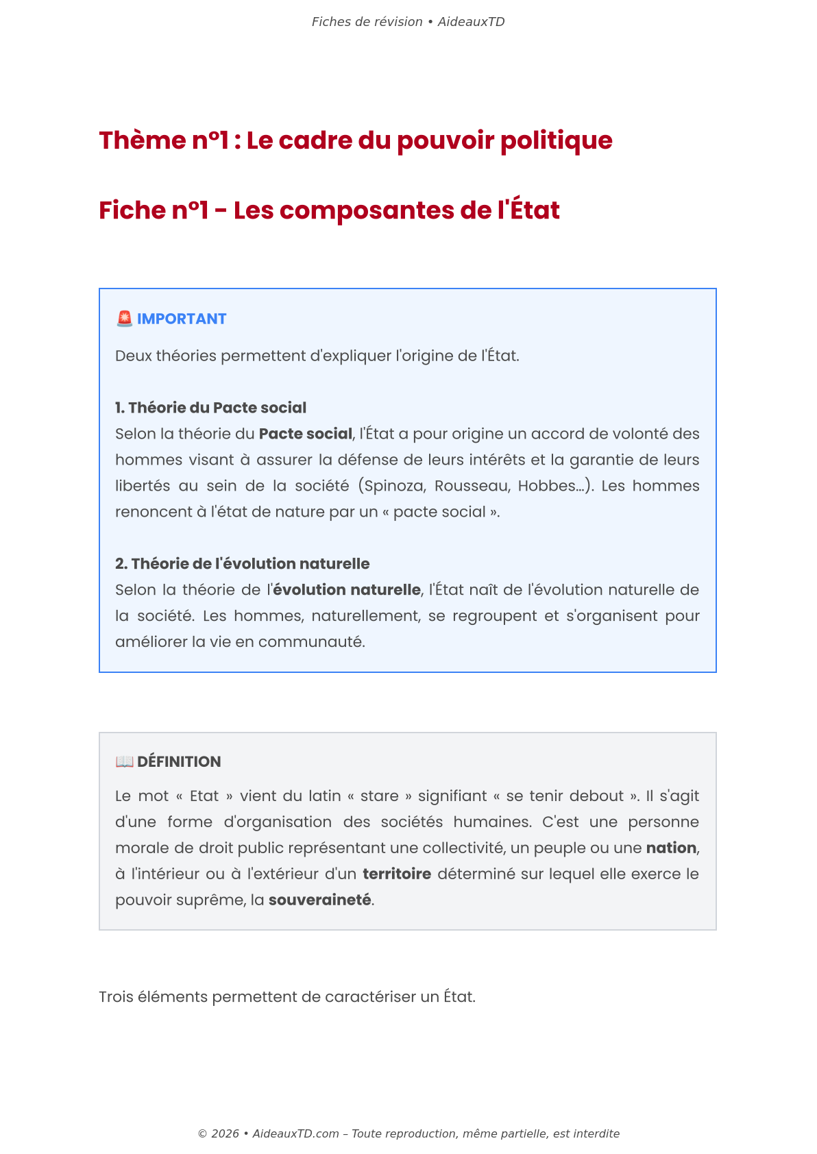 Fiches de révision — Droit constitutionnel (S1)