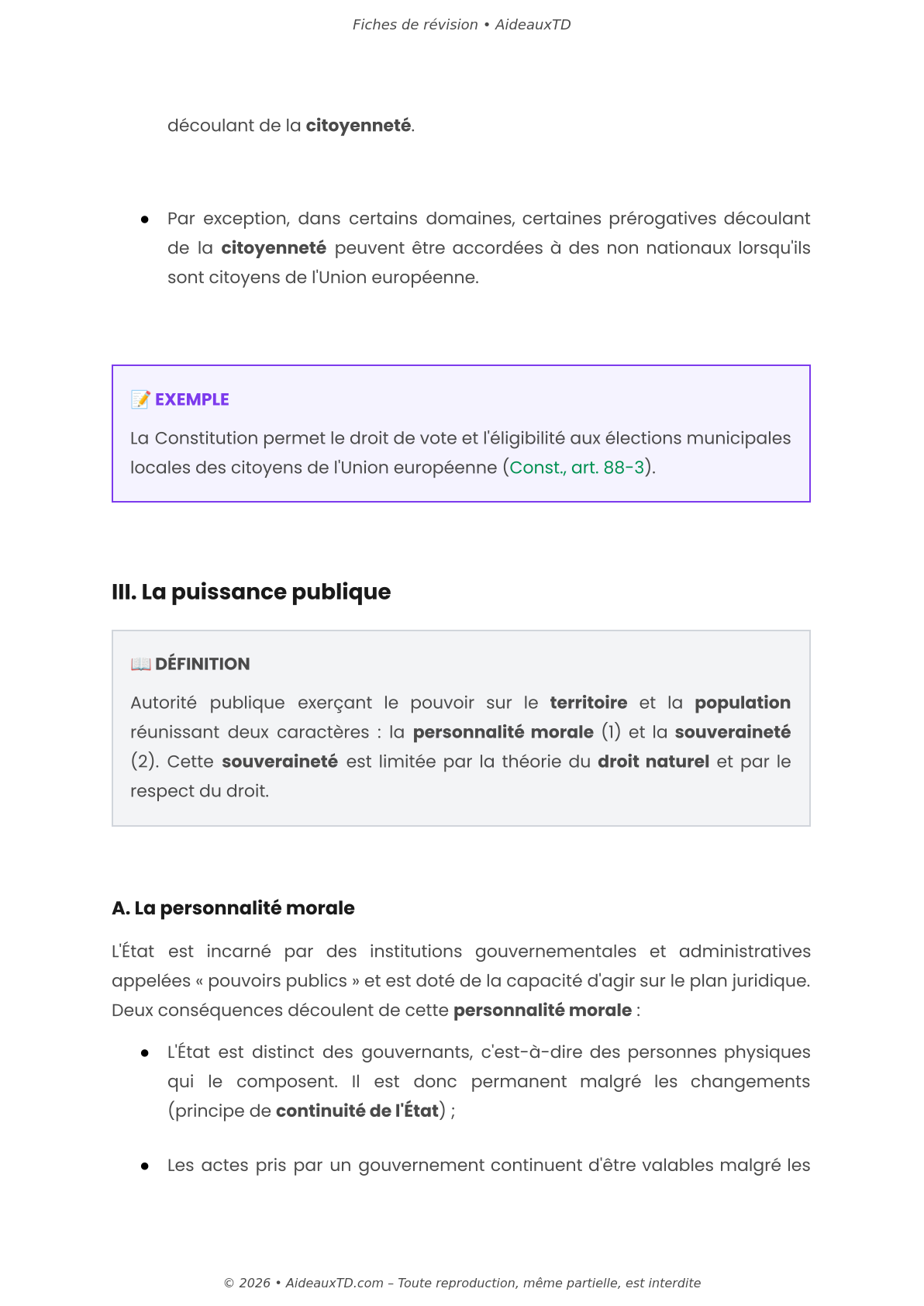 Fiches de révision — Droit constitutionnel (S1)