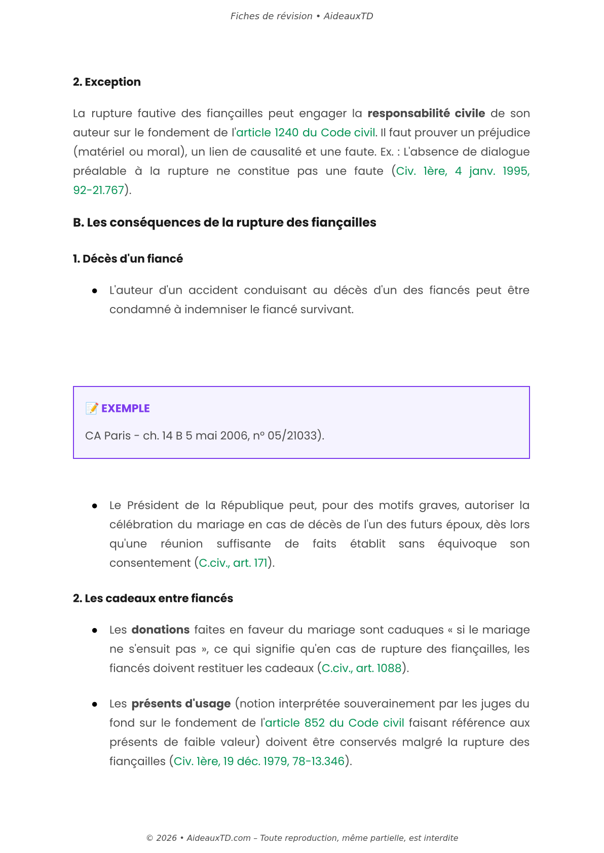 Fiches de révision — Droit de la famille