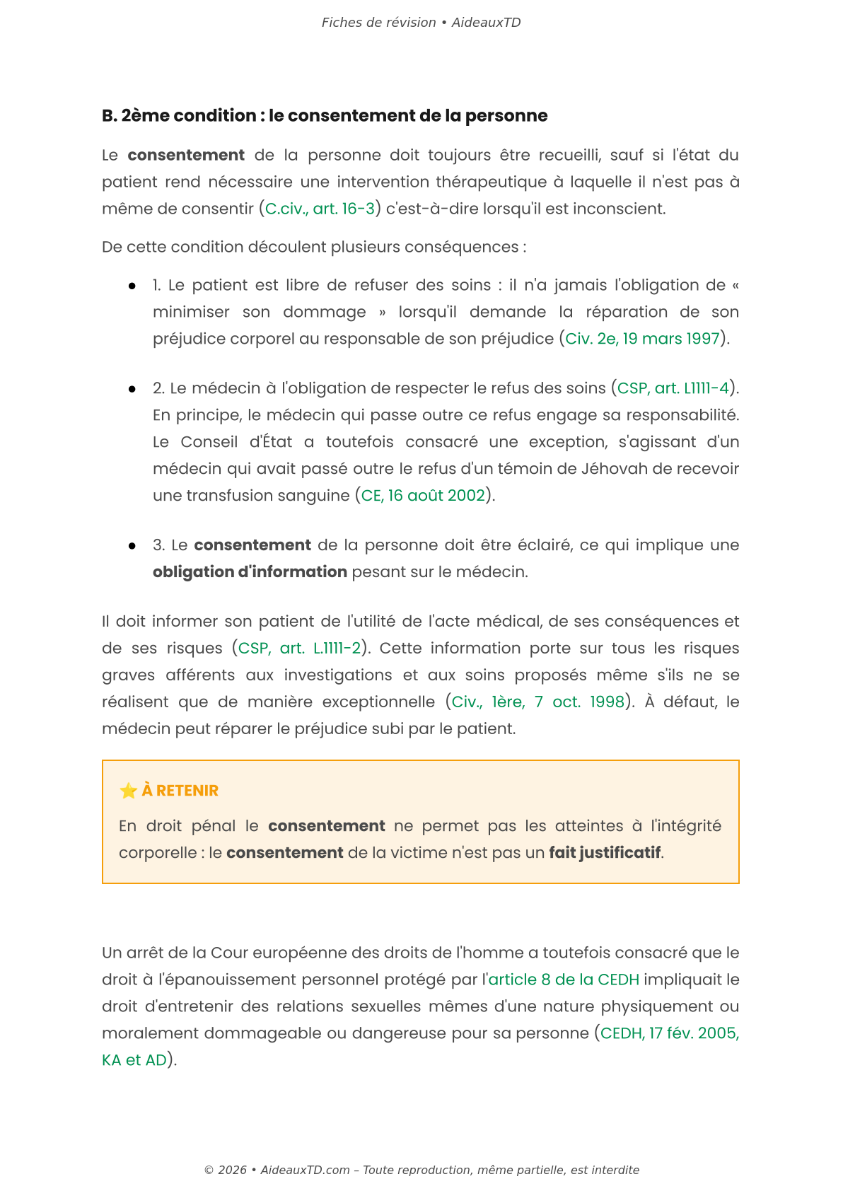 Fiches de révision — Droit des personnes