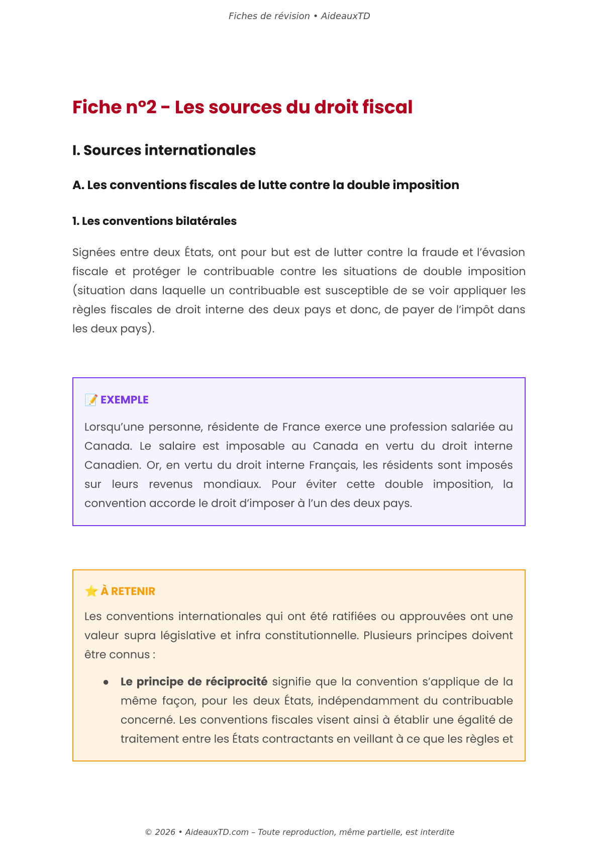 Fiches de révision — Droit fiscal