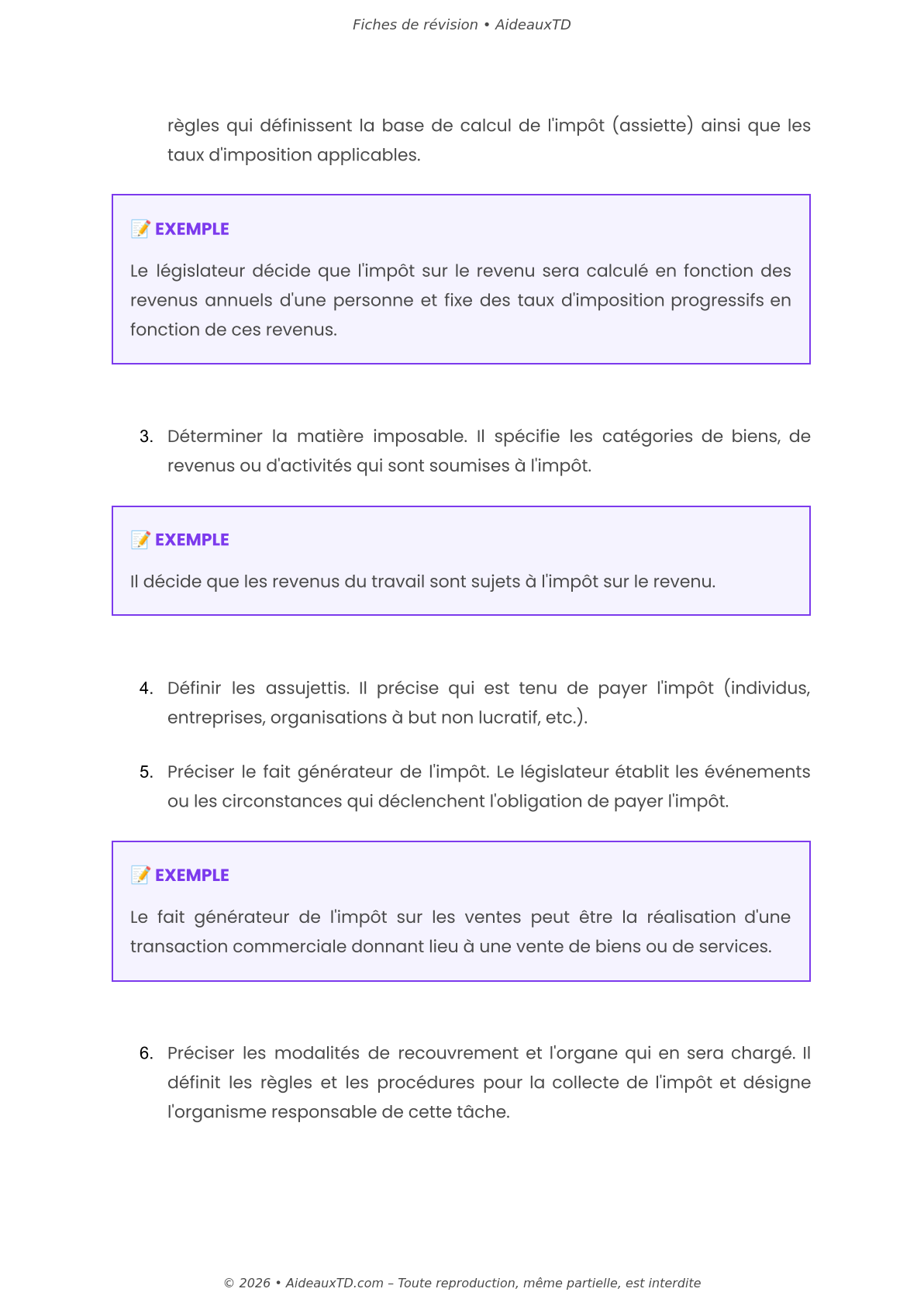 Fiches de révision — Droit fiscal