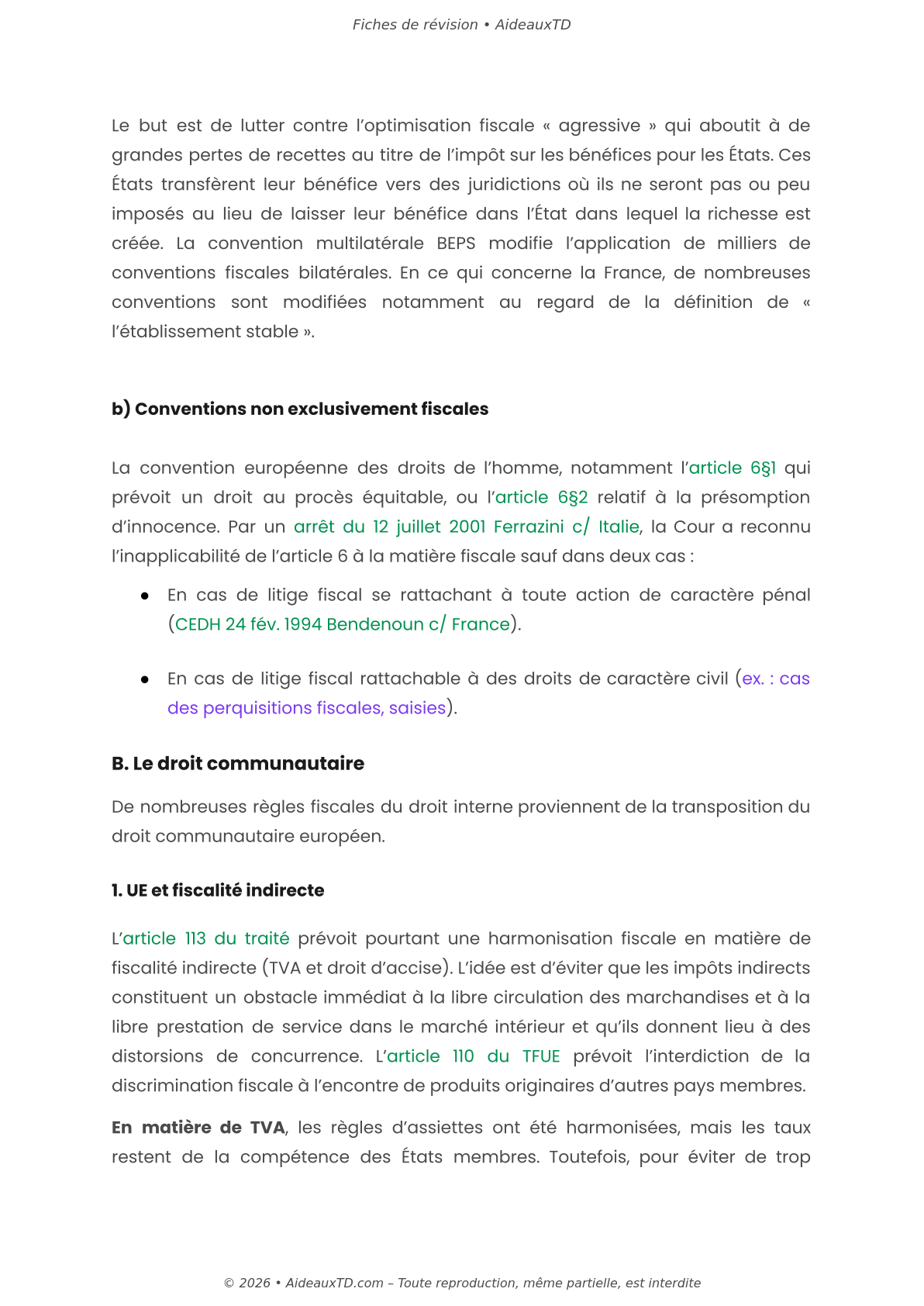 Fiches de révision — Droit fiscal