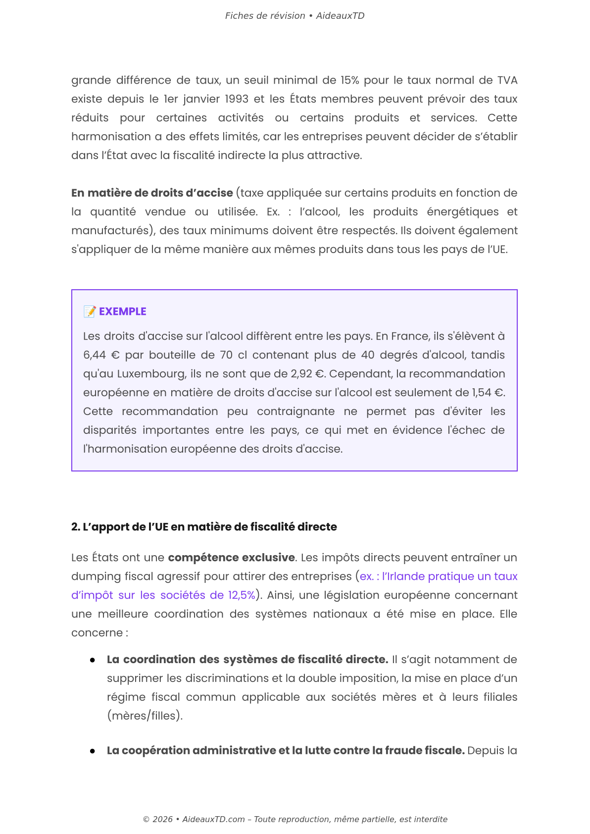 Fiches de révision — Droit fiscal