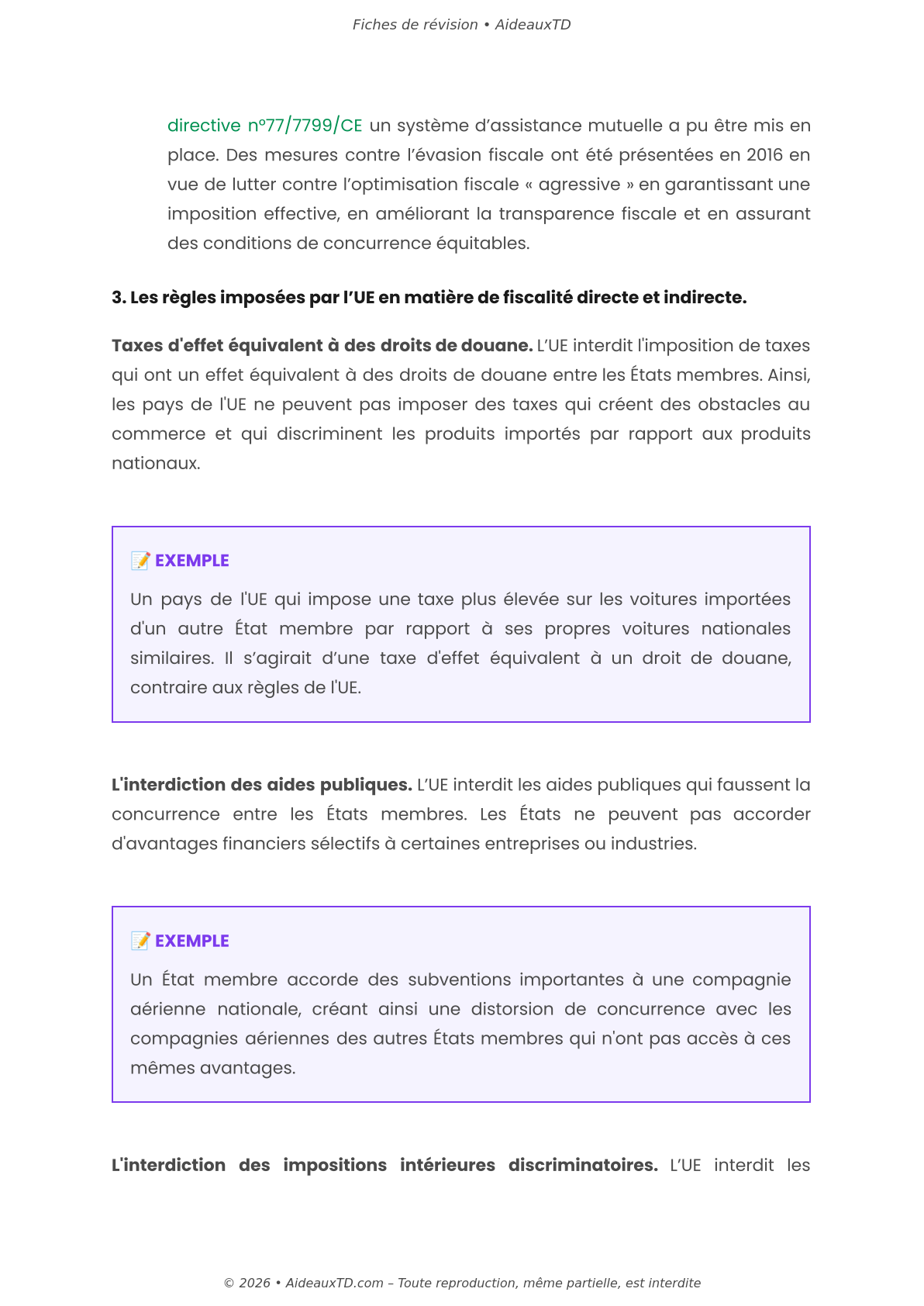 Fiches de révision — Droit fiscal