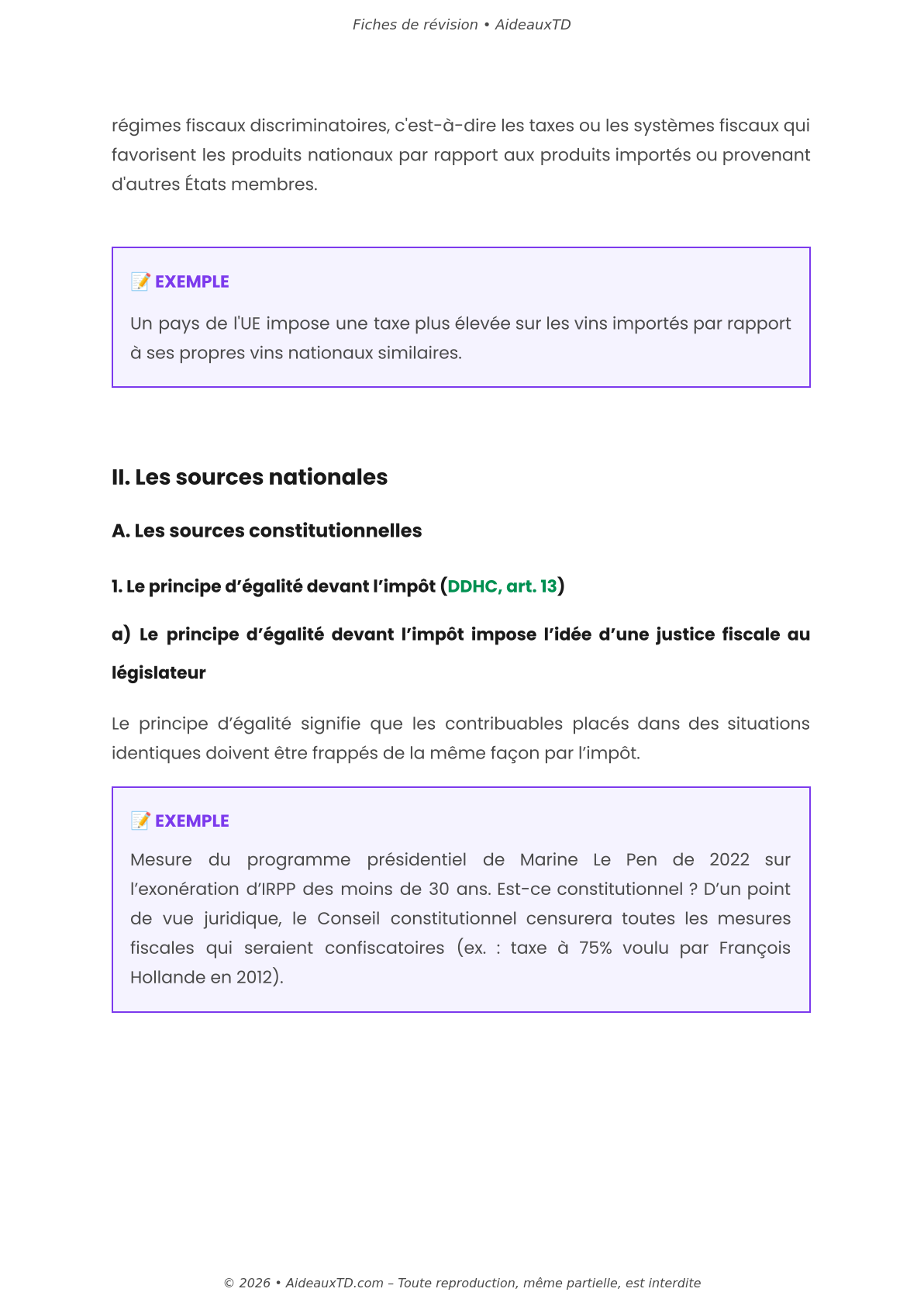 Fiches de révision — Droit fiscal