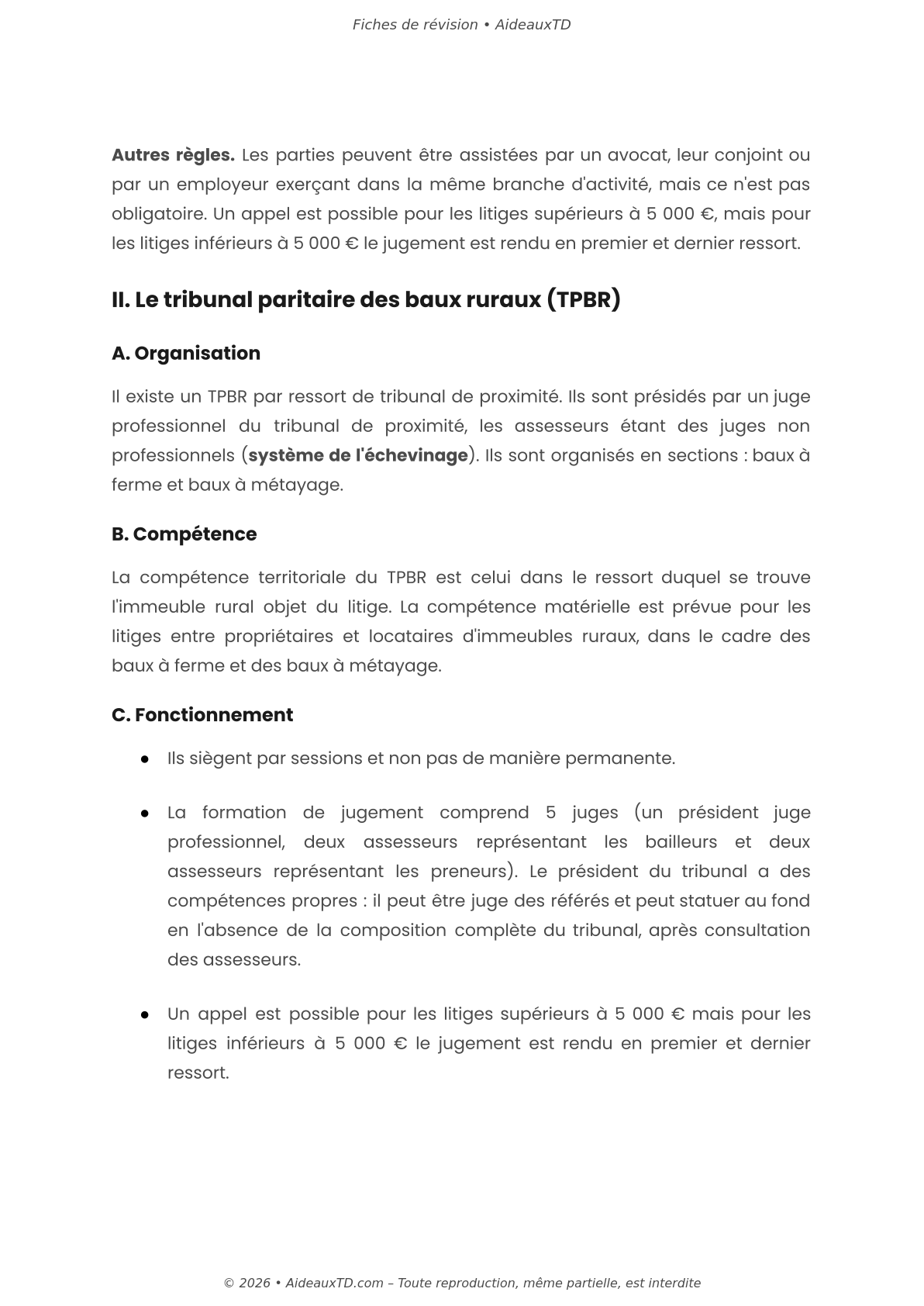 Fiches de révision — Institutions juridictionnelles