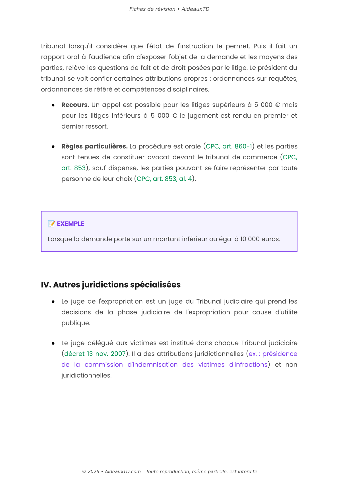 Fiches de révision — Institutions juridictionnelles
