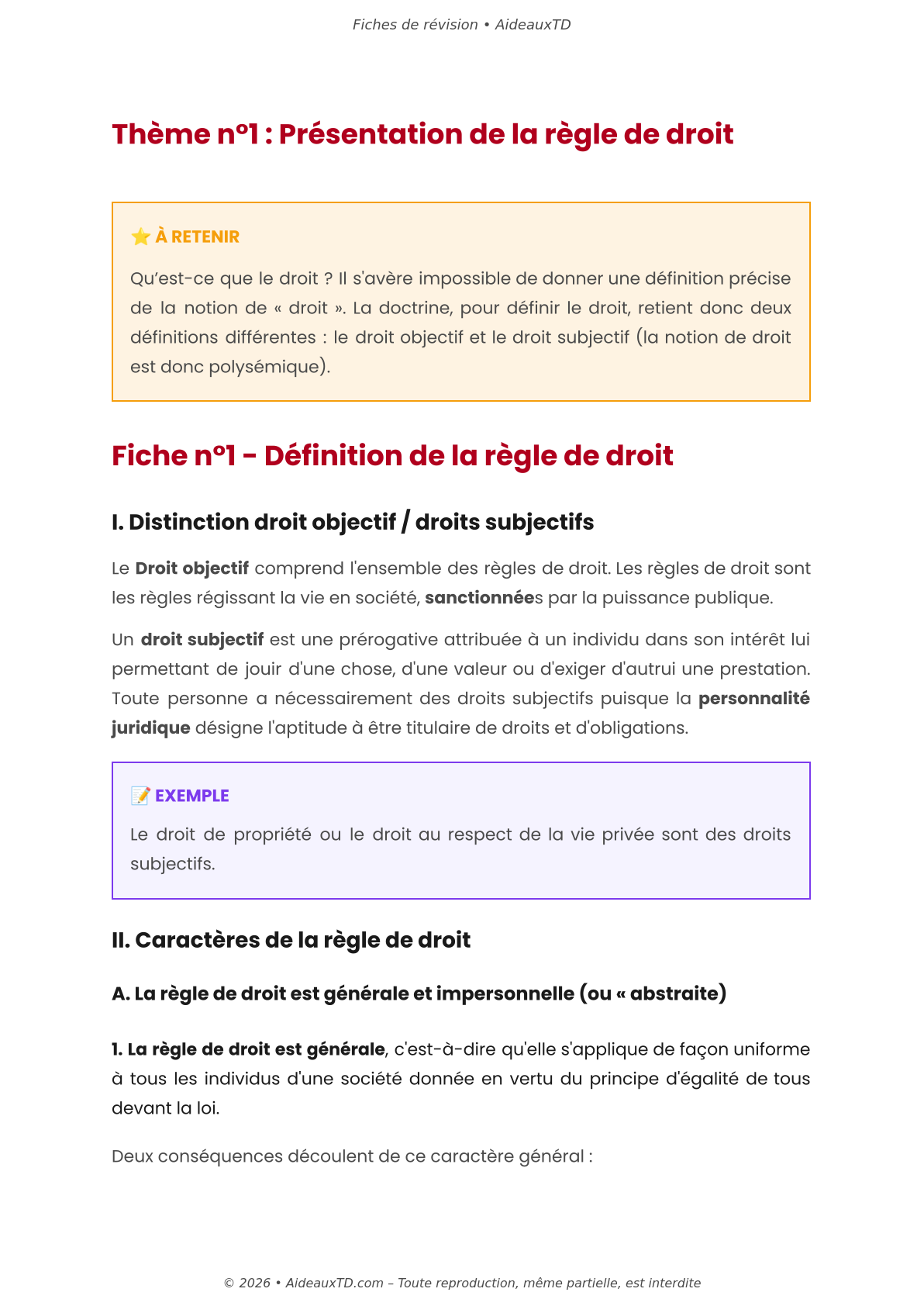 Fiches de révision — Introduction au droit