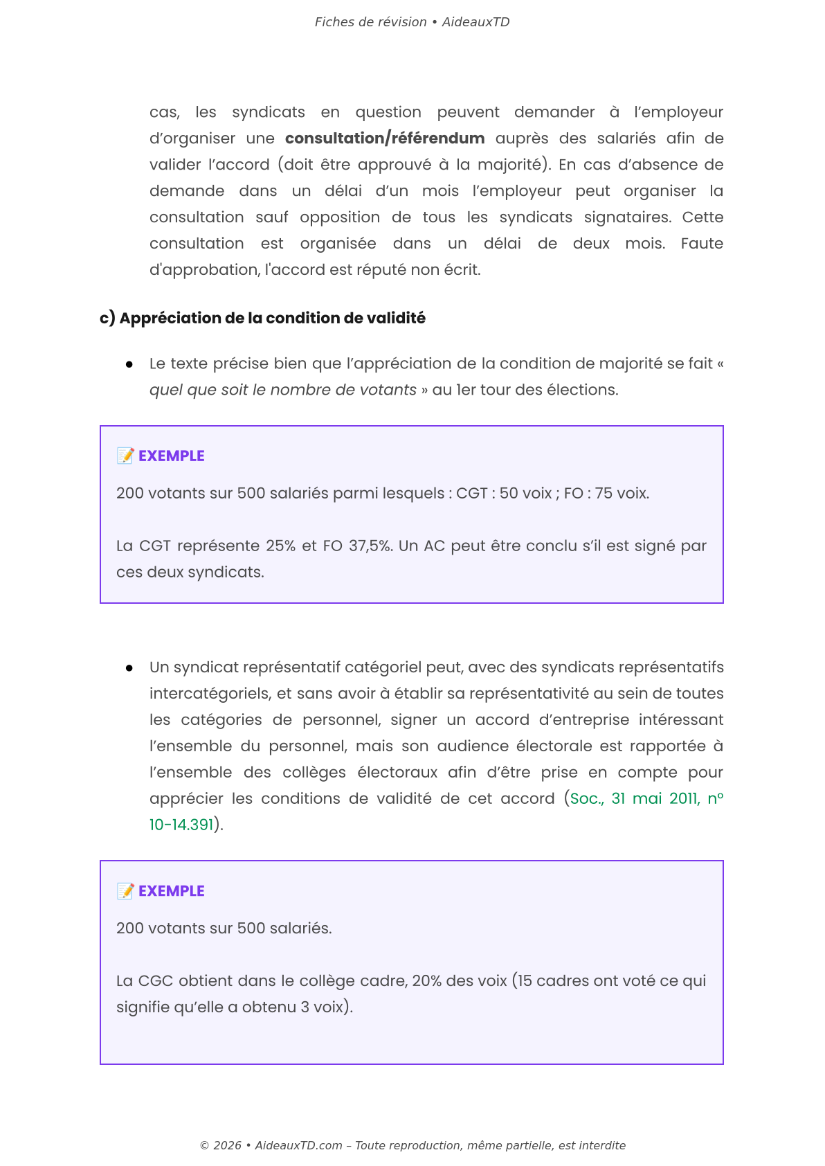 Fiches de révision — Relations collectives de travail