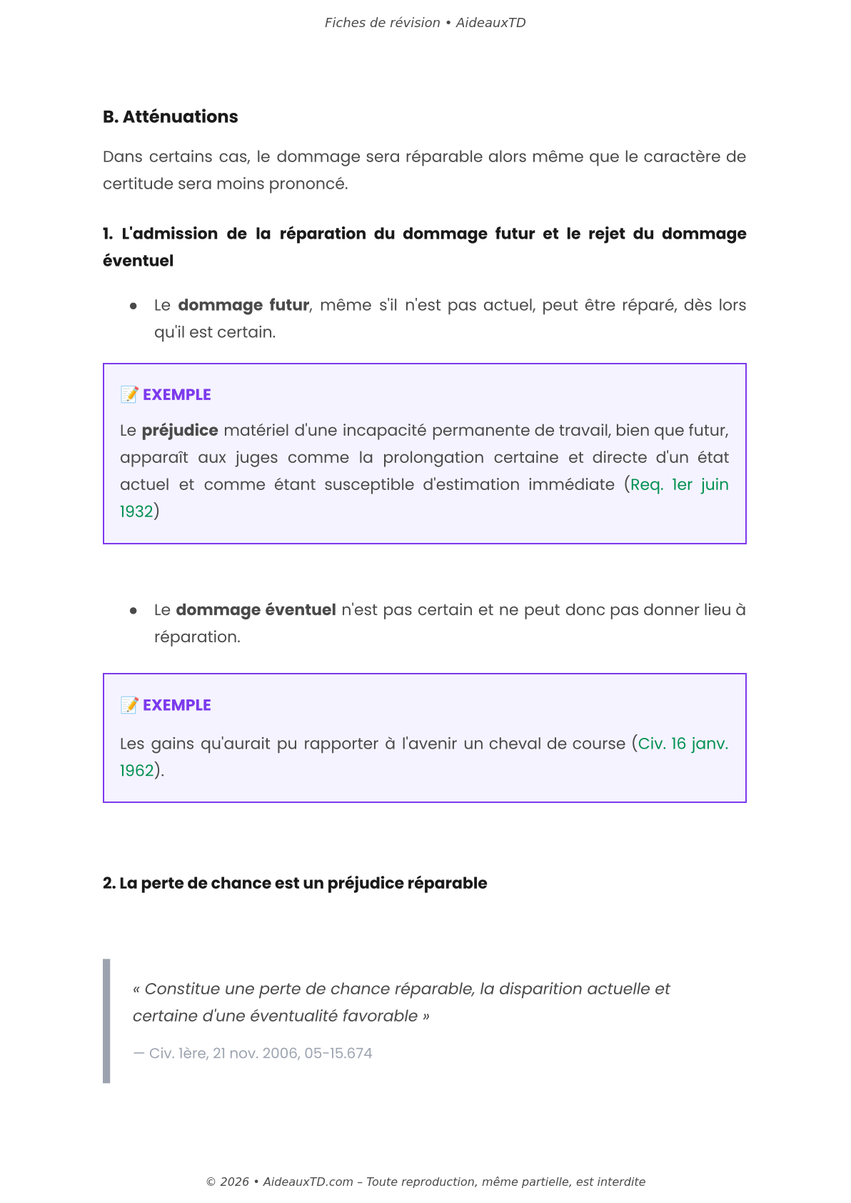 Fiches de révision — Responsabilité civile