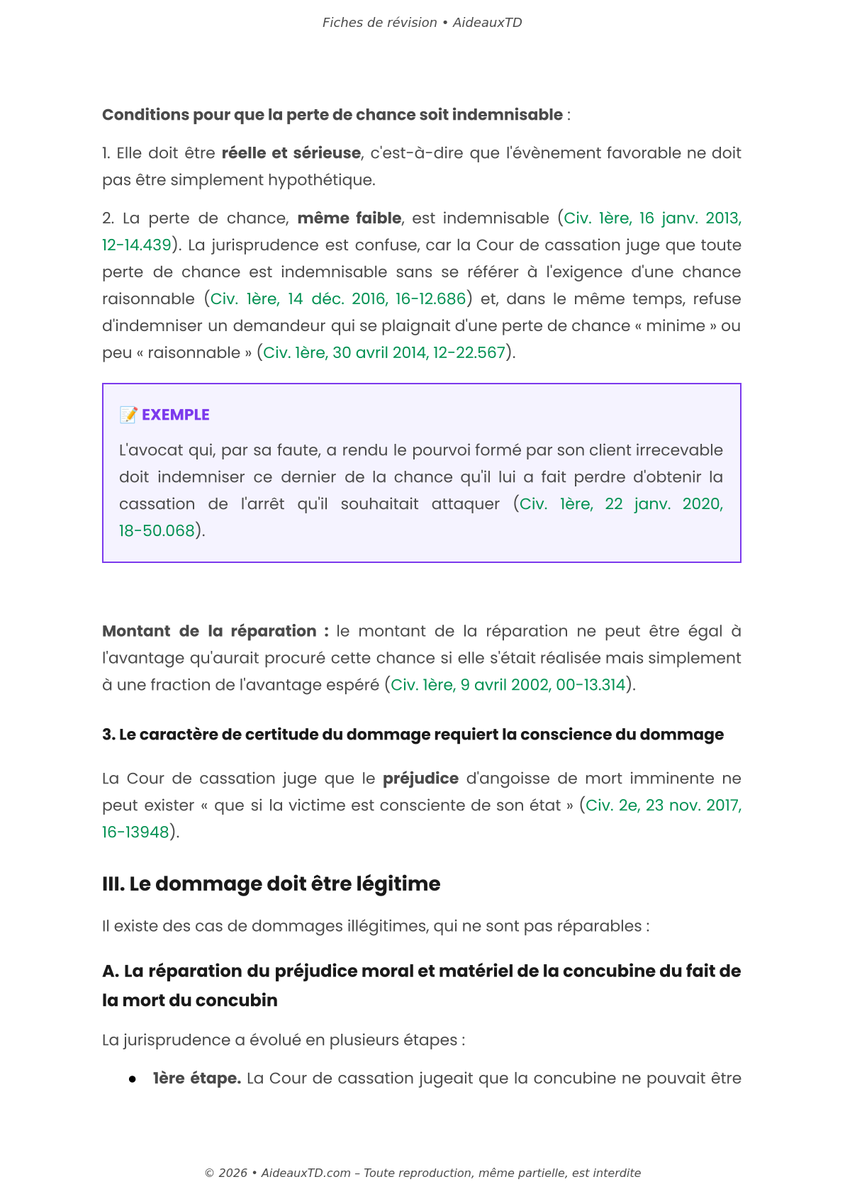 Fiches de révision — Responsabilité civile