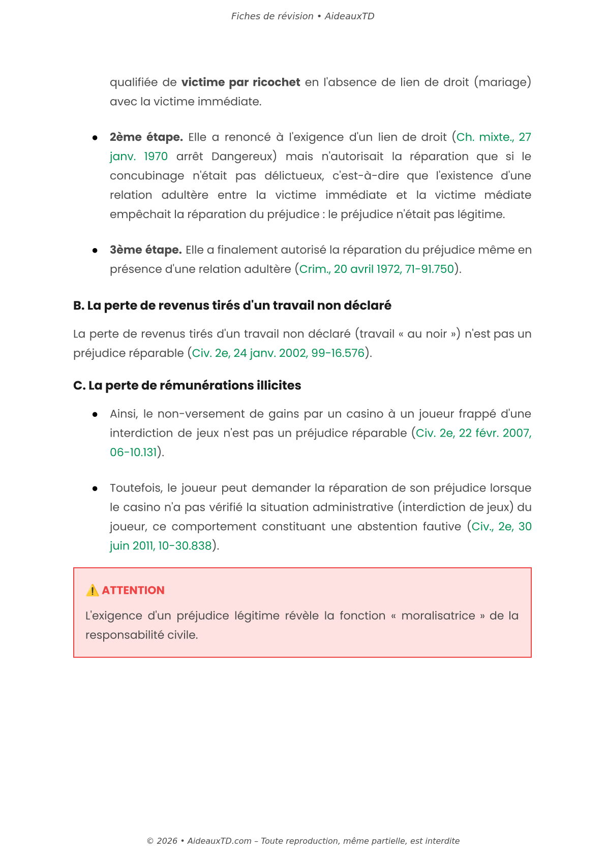 Fiches de révision — Responsabilité civile