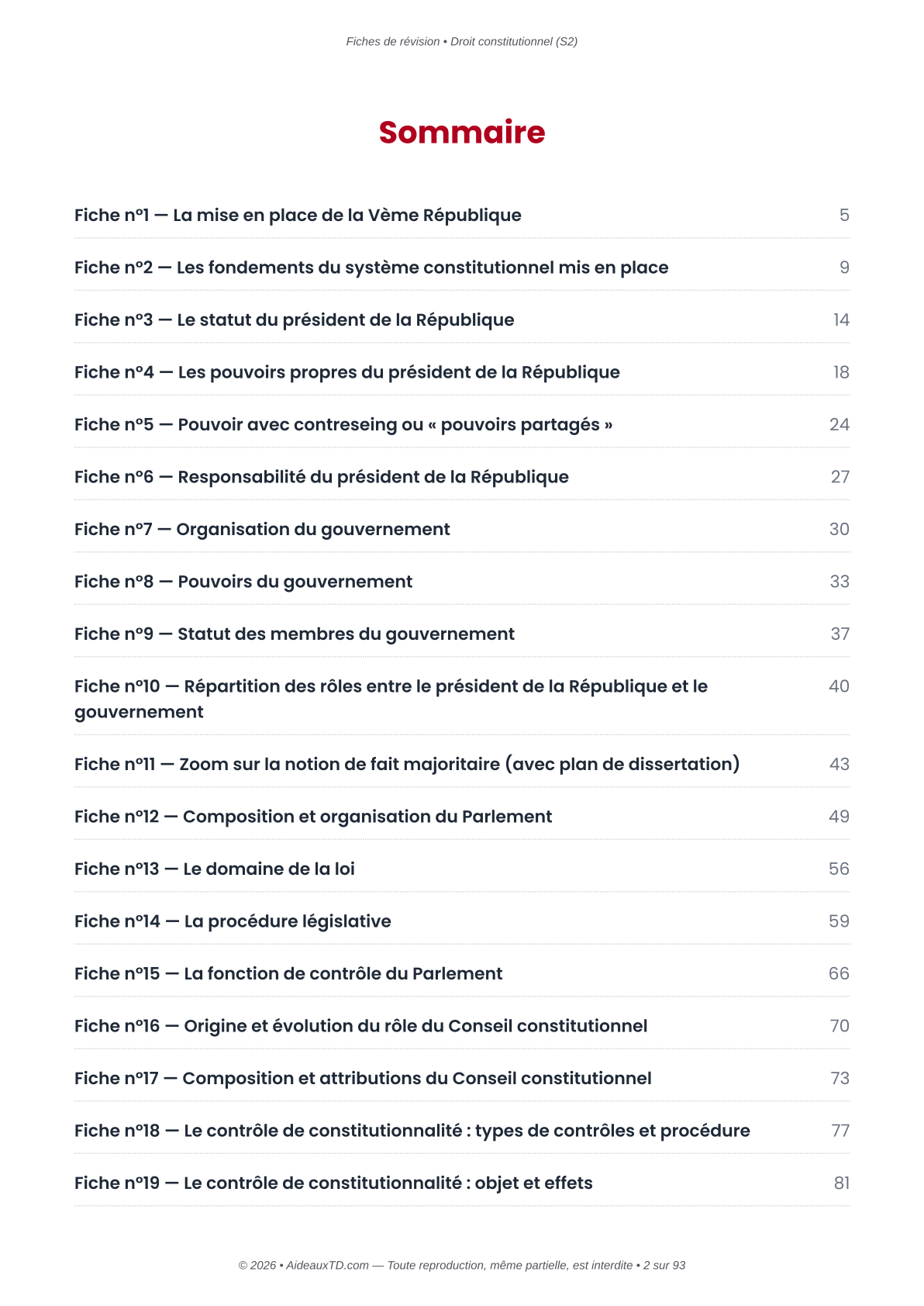 Fiches de révision — Droit constitutionnel (S2)