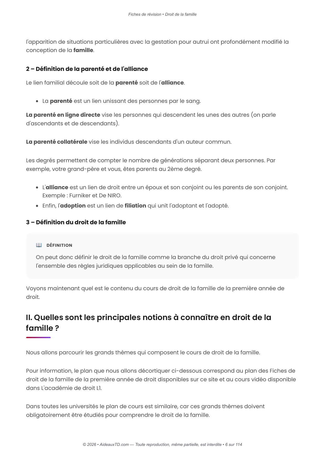 Fiches de révision — Droit de la famille