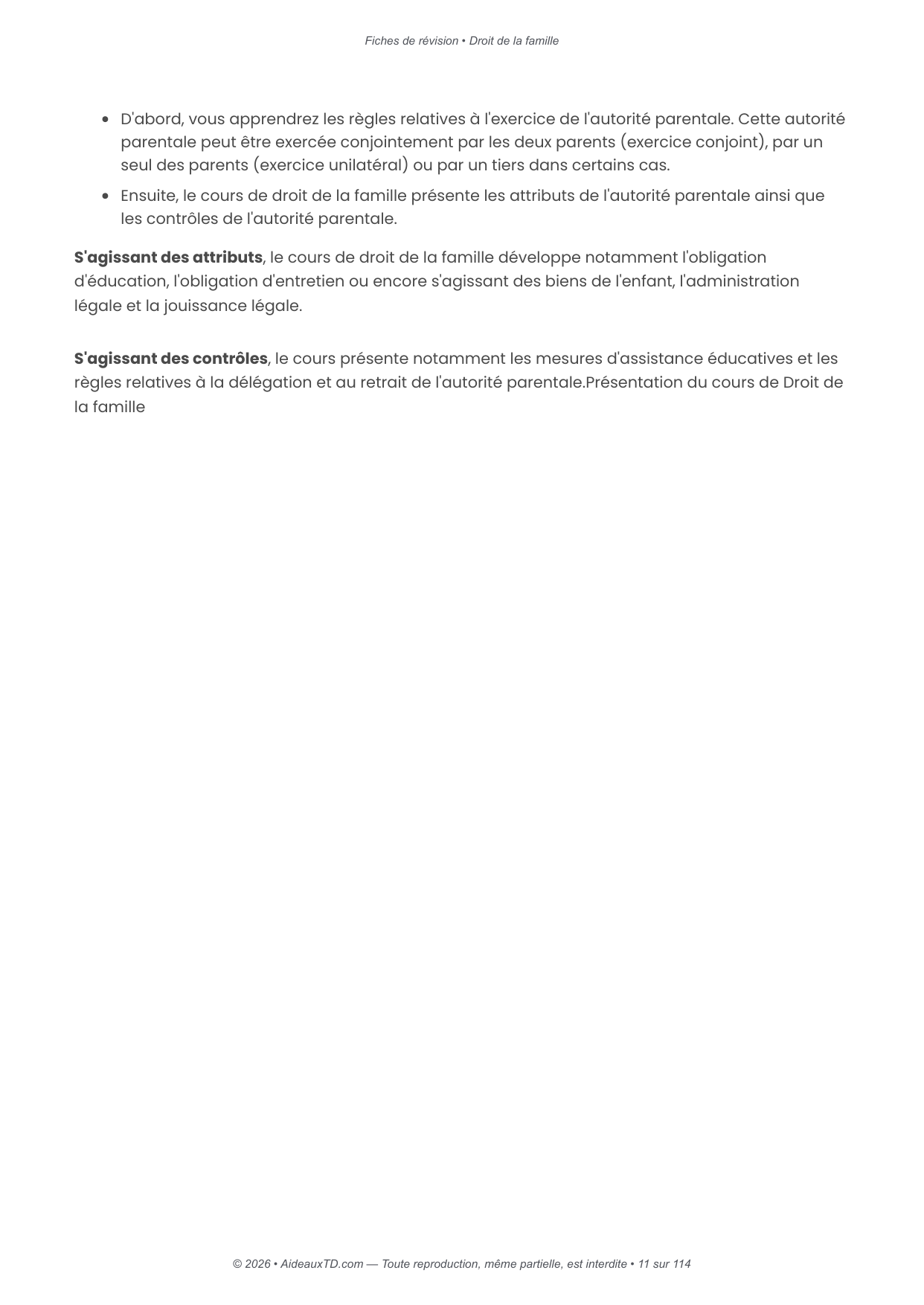 Fiches de révision — Droit de la famille