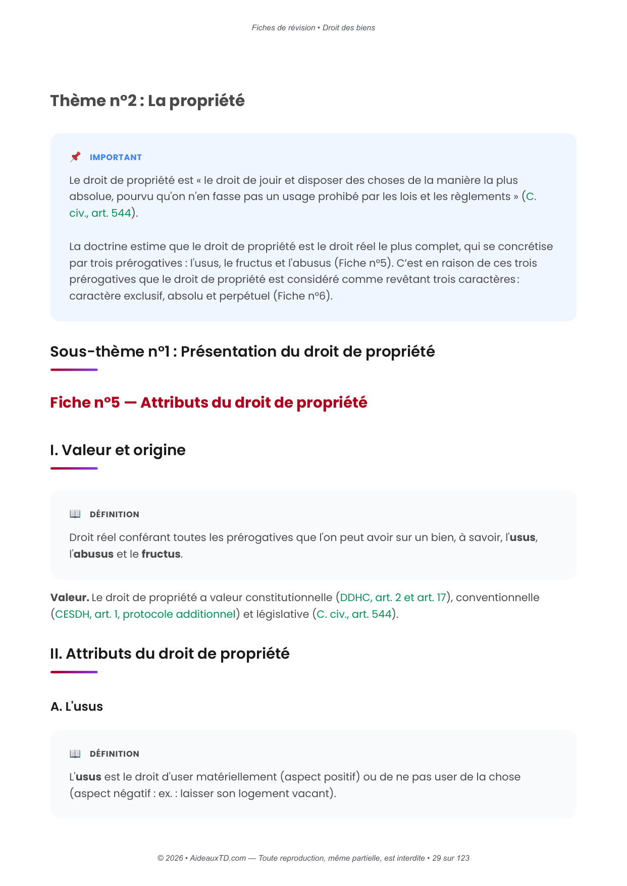 Fiches de révision — Droit des biens