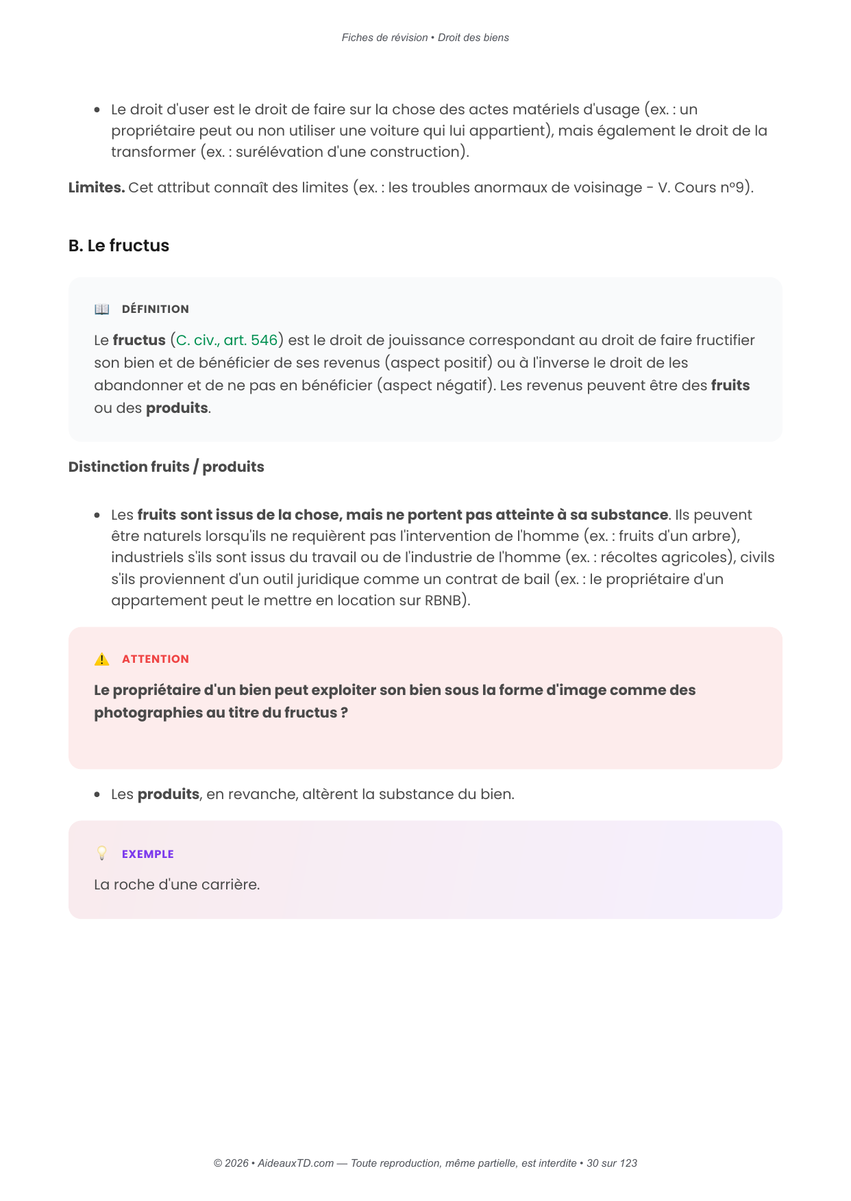 Fiches de révision — Droit des biens