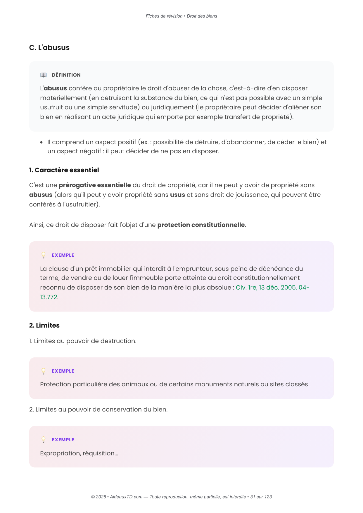 Fiches de révision — Droit des biens