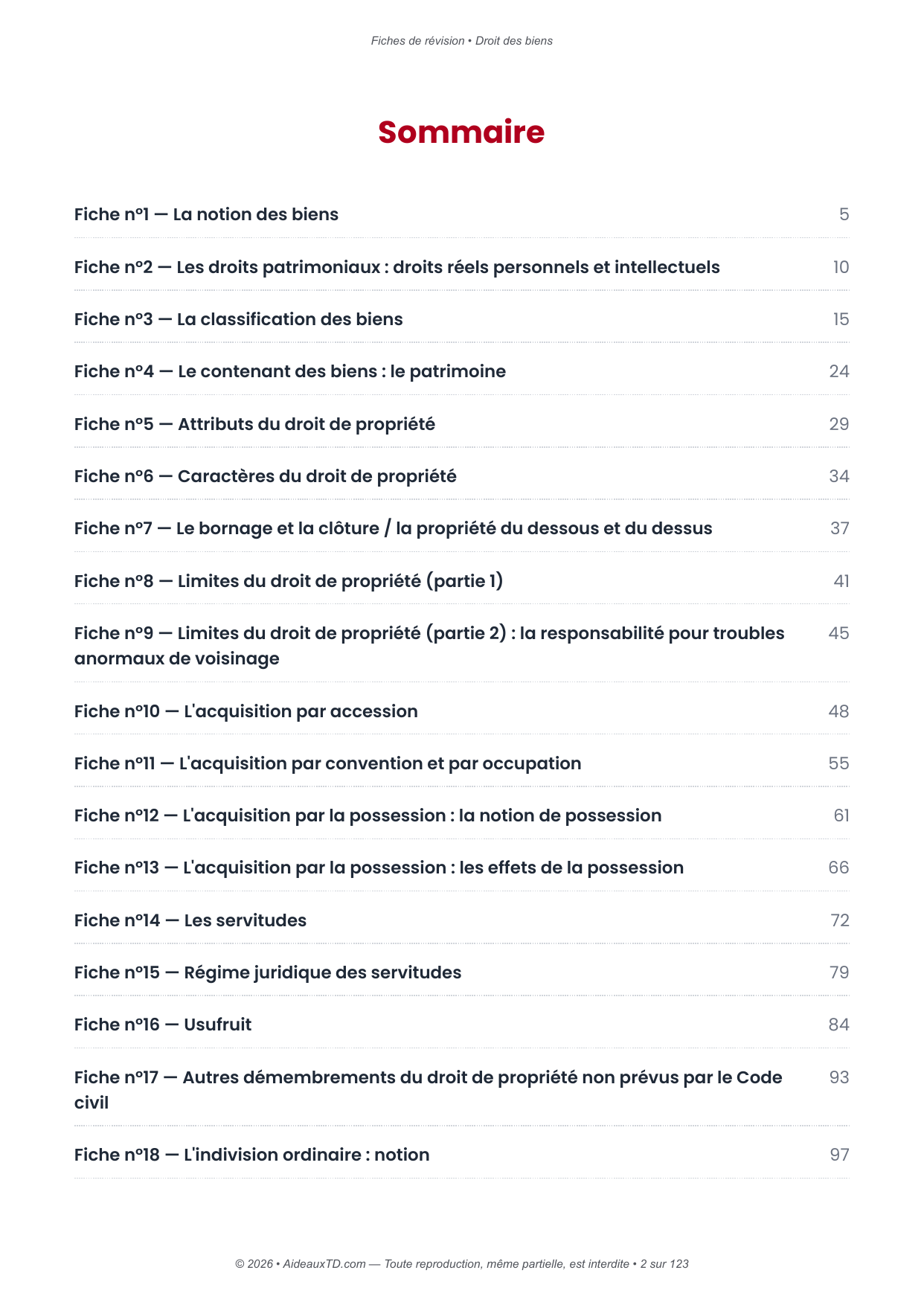 Fiches de révision — Droit des biens