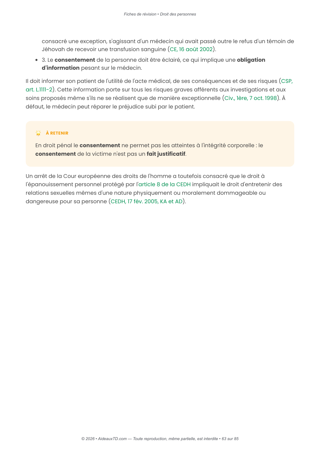 Fiches de révision — Droit des personnes