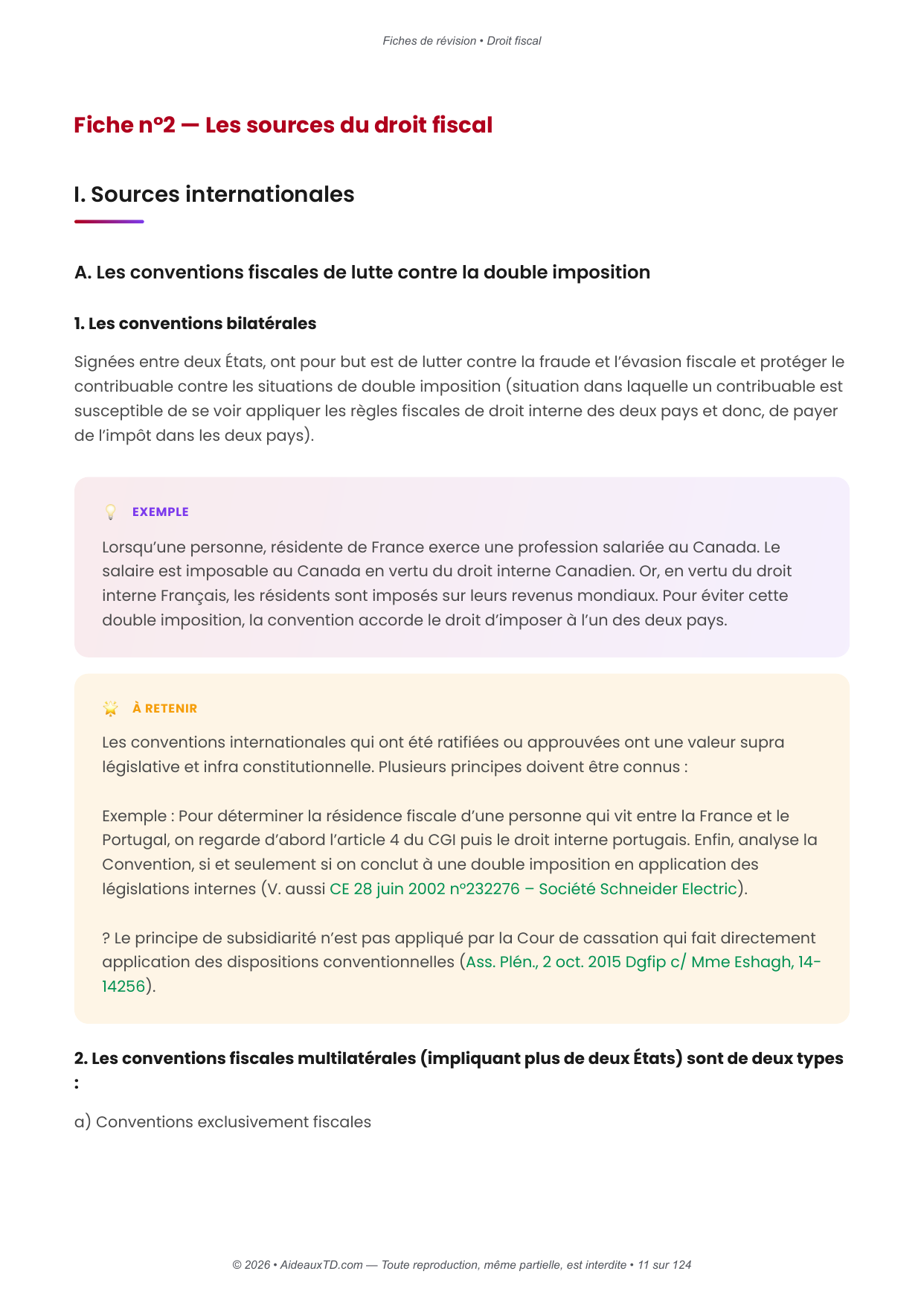 Fiches de révision — Droit fiscal