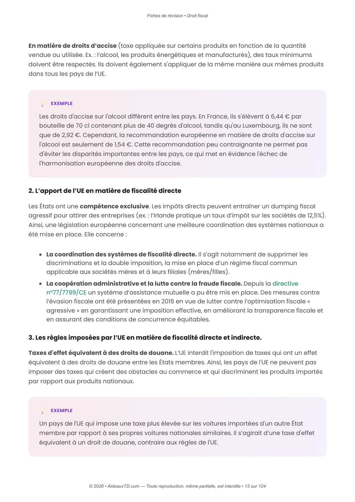 Fiches de révision — Droit fiscal