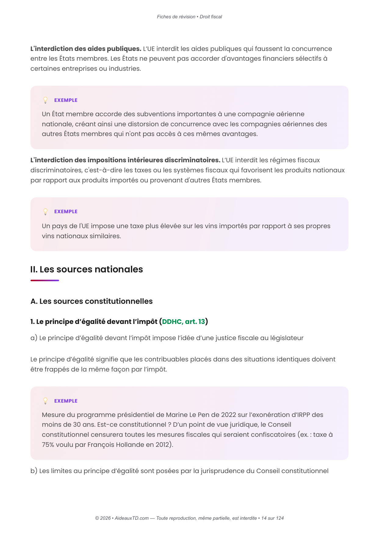 Fiches de révision — Droit fiscal