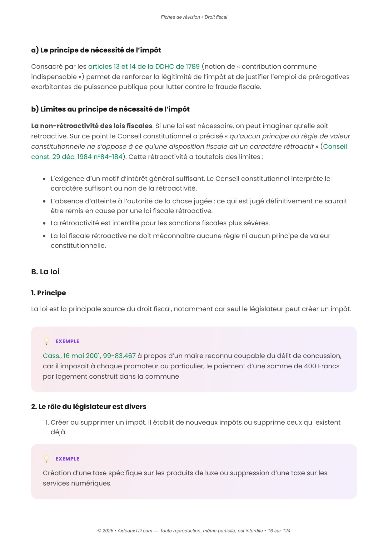Fiches de révision — Droit fiscal