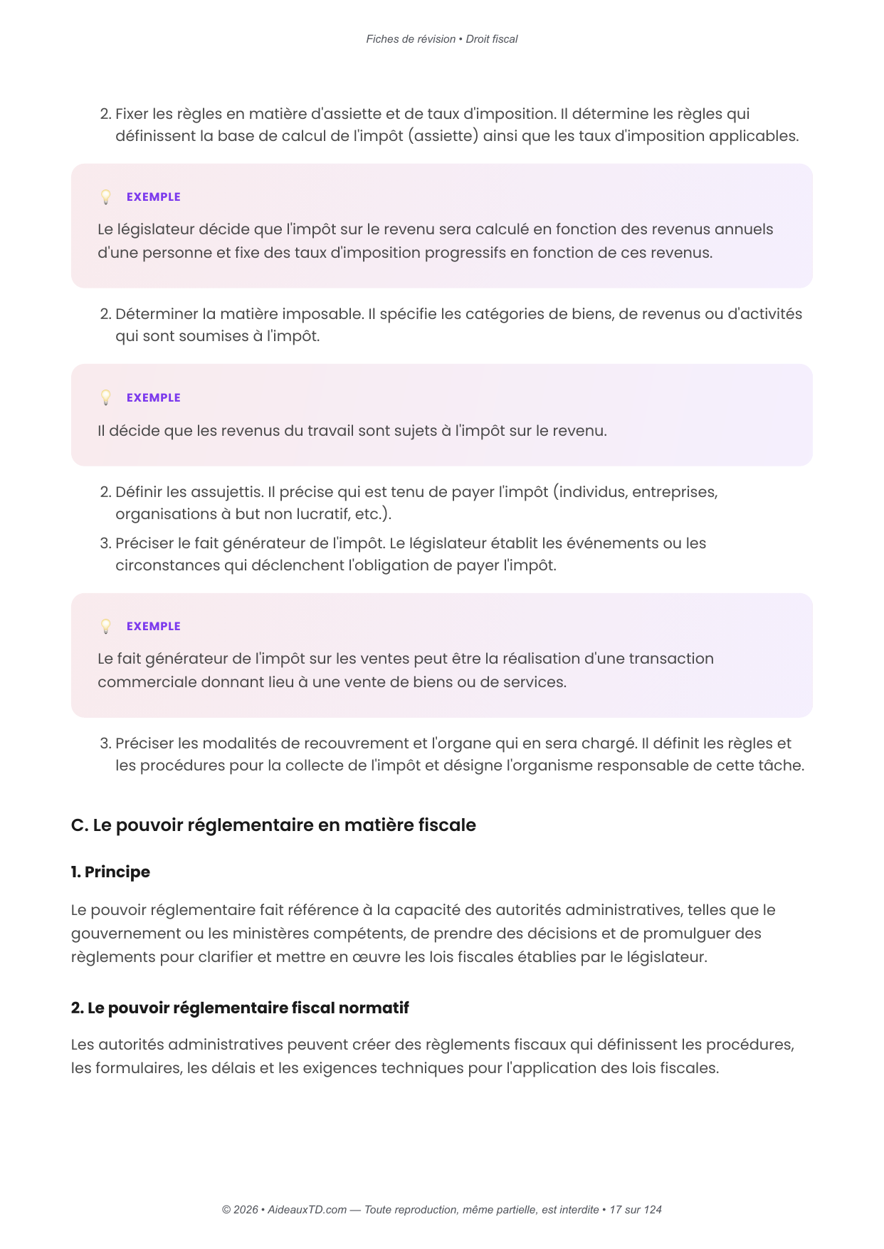 Fiches de révision — Droit fiscal