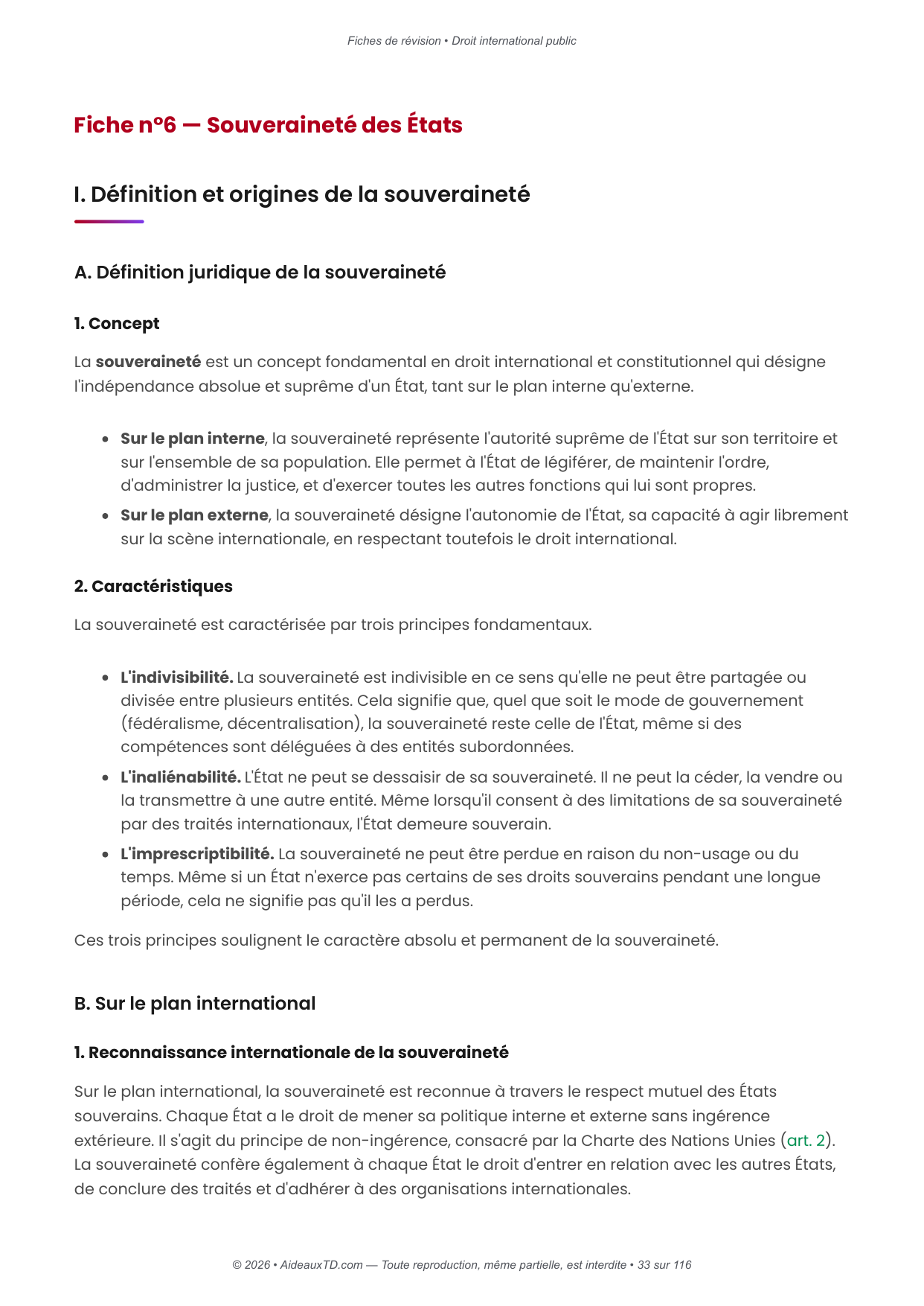 Fiches de révision — Droit international public