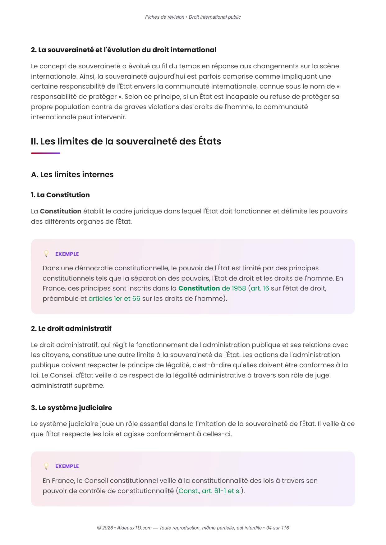 Fiches de révision — Droit international public