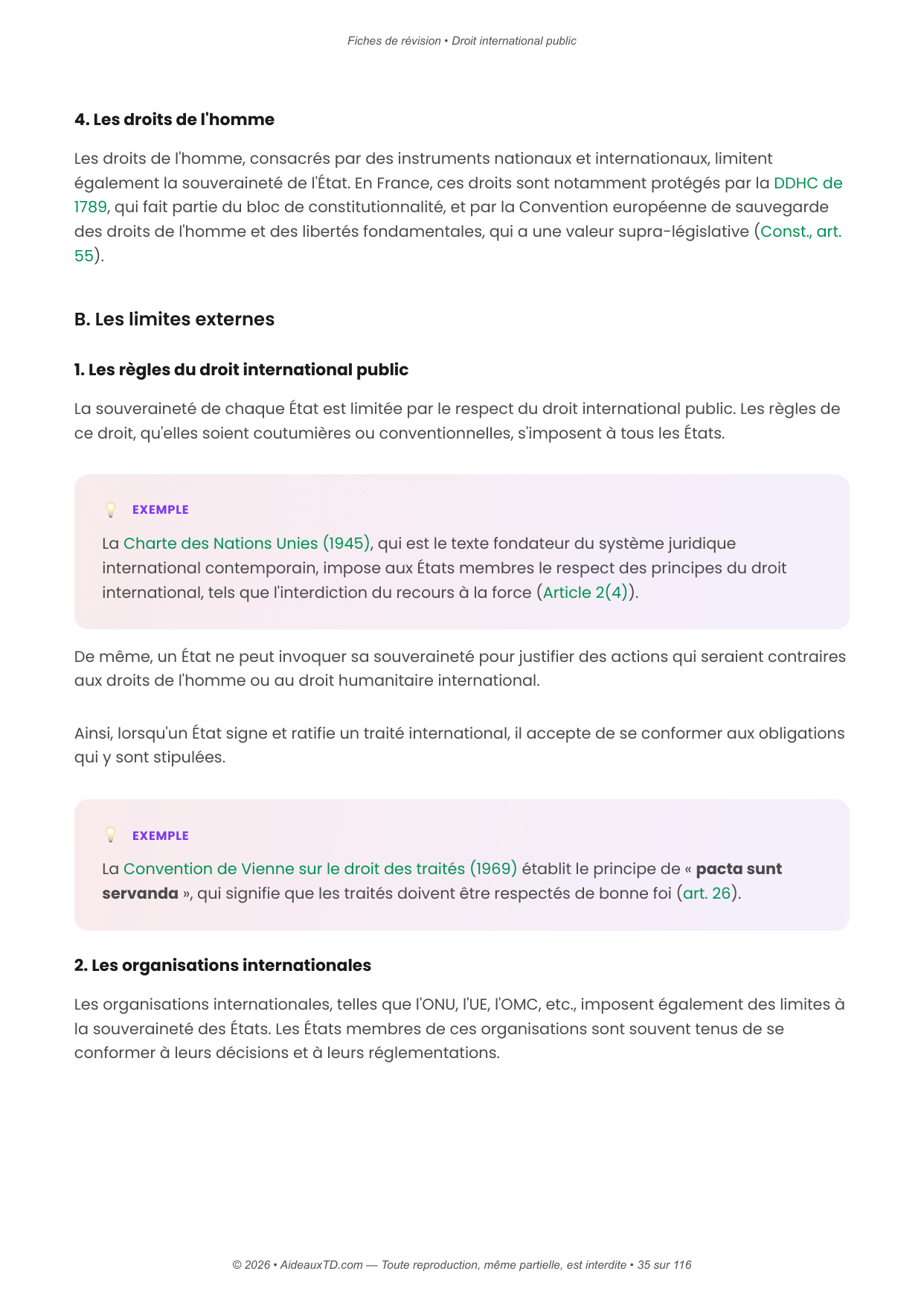 Fiches de révision — Droit international public