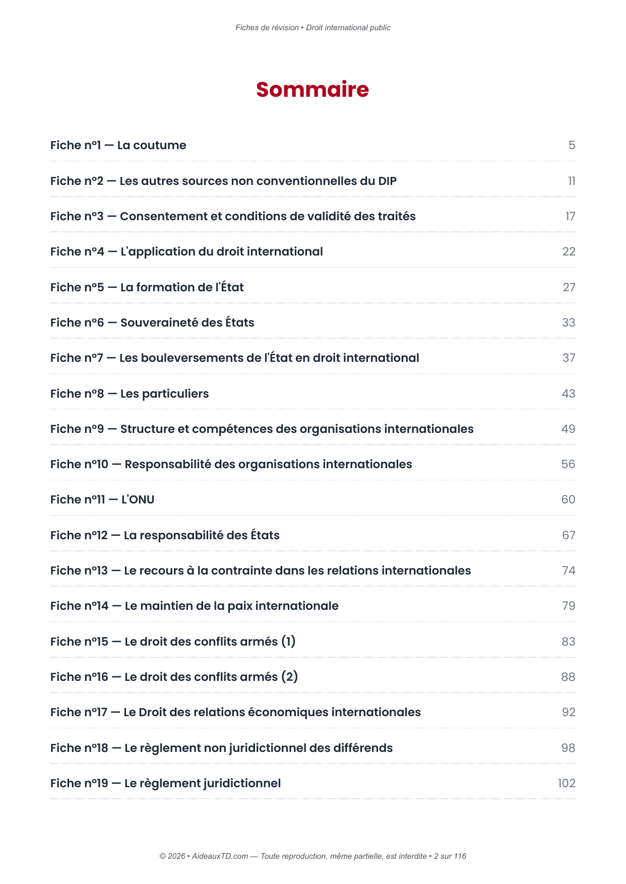 Fiches de révision — Droit international public