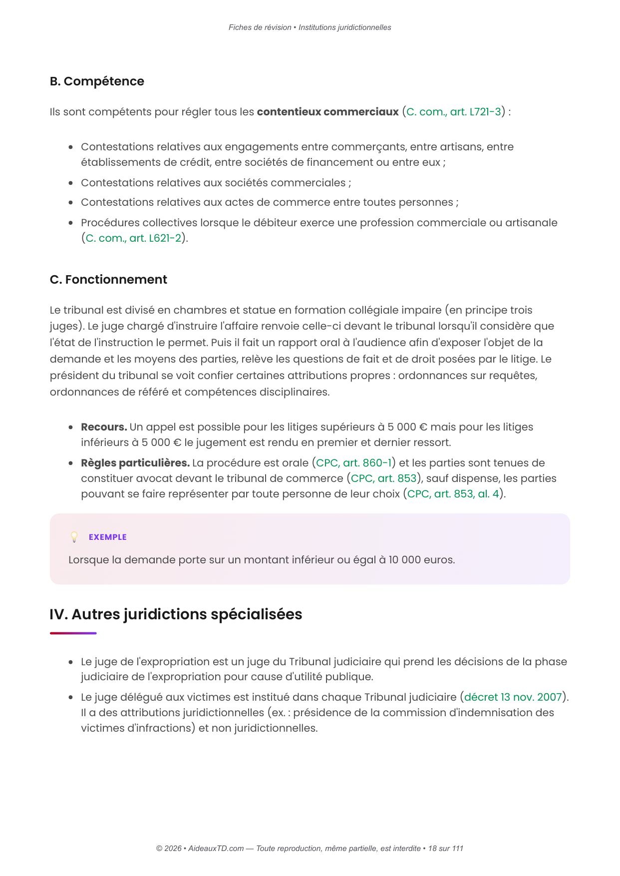 Fiches de révision — Institutions juridictionnelles