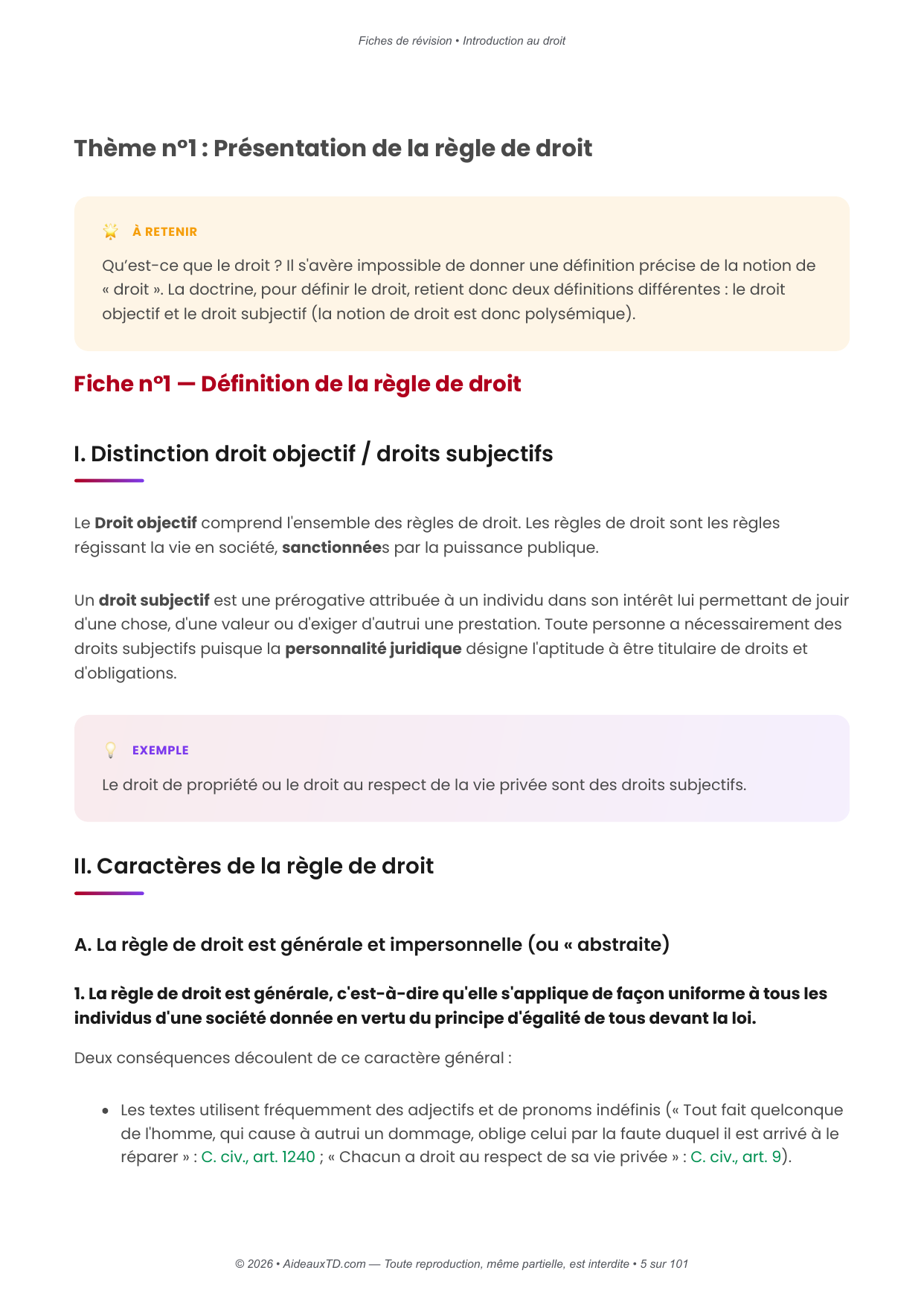 Fiches de révision — Introduction au droit