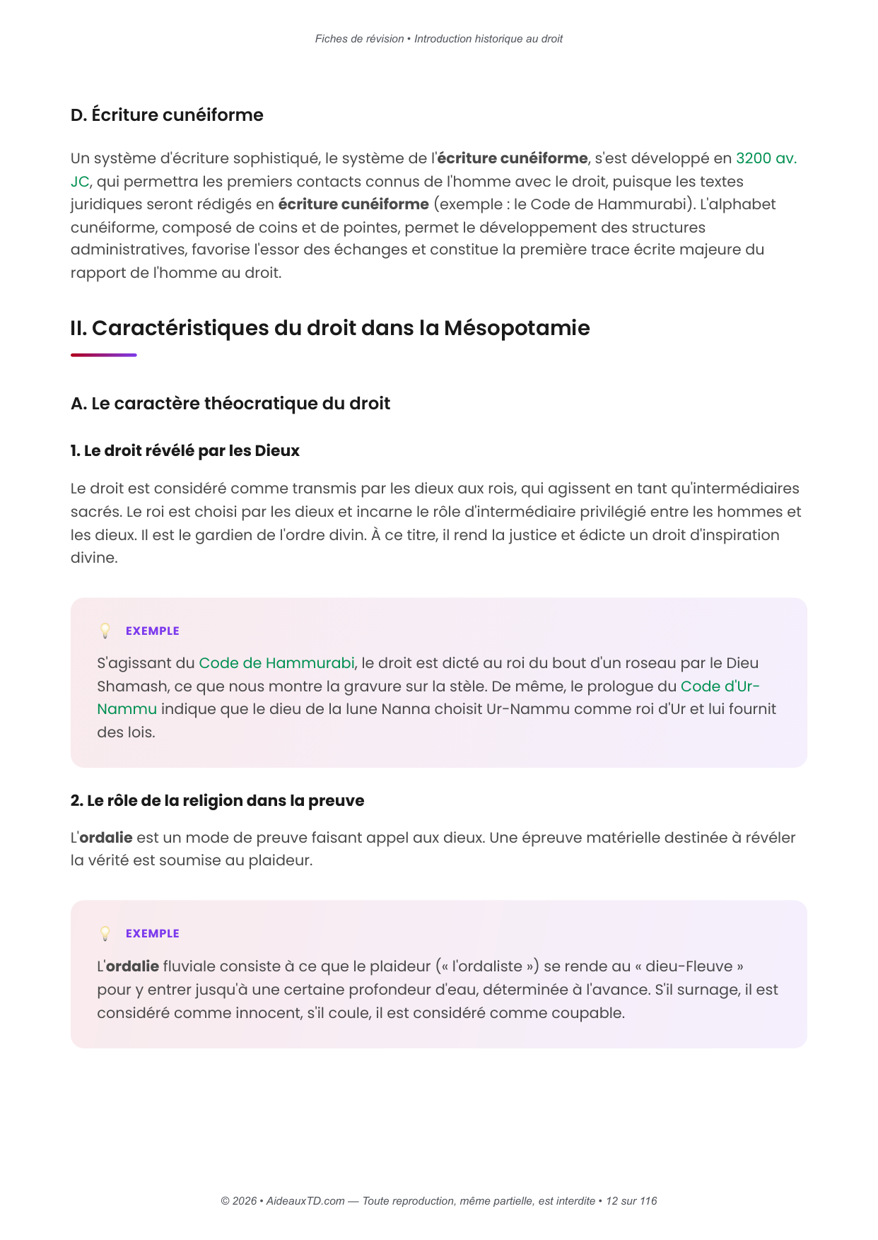 Fiches de révision — Introduction historique au droit