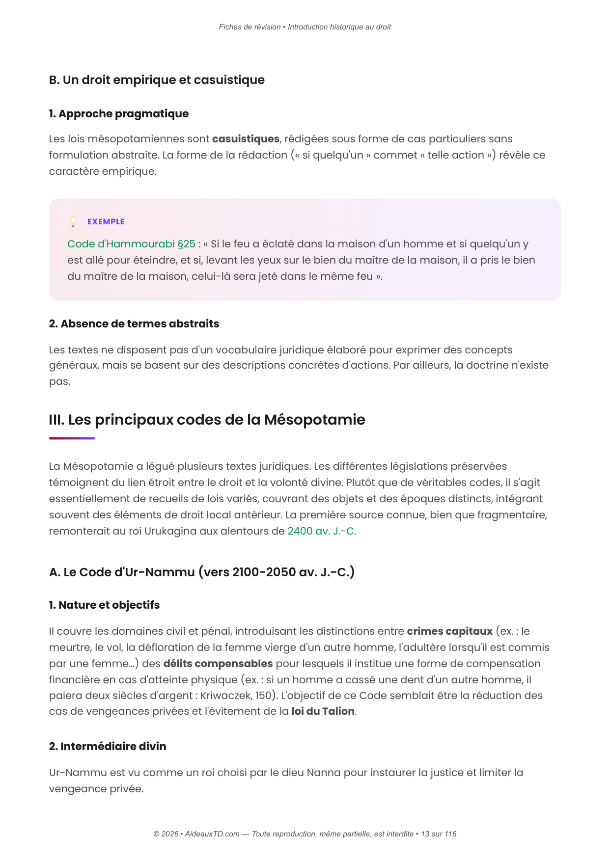 Fiches de révision — Introduction historique au droit