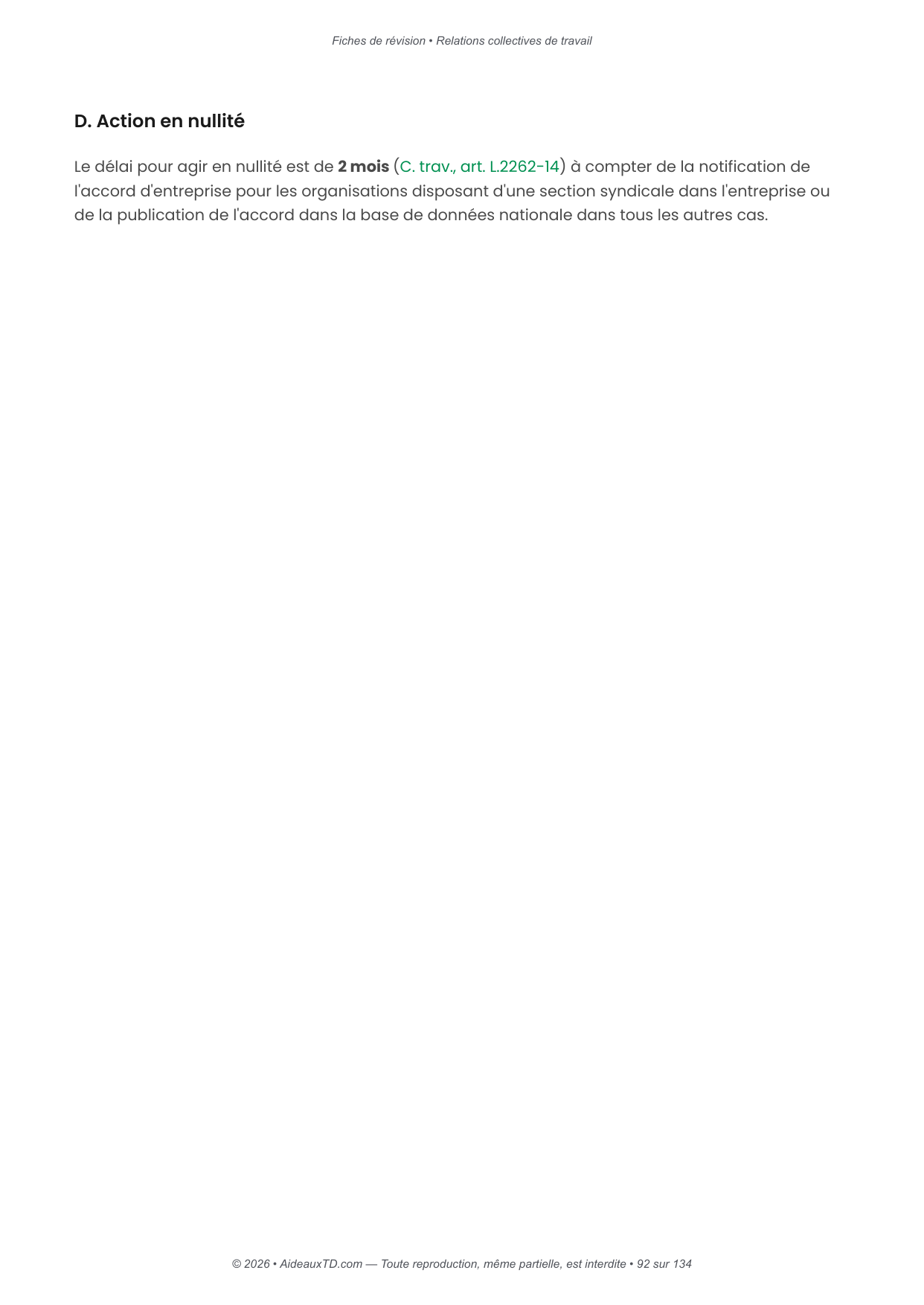 Fiches de révision — Relations collectives de travail