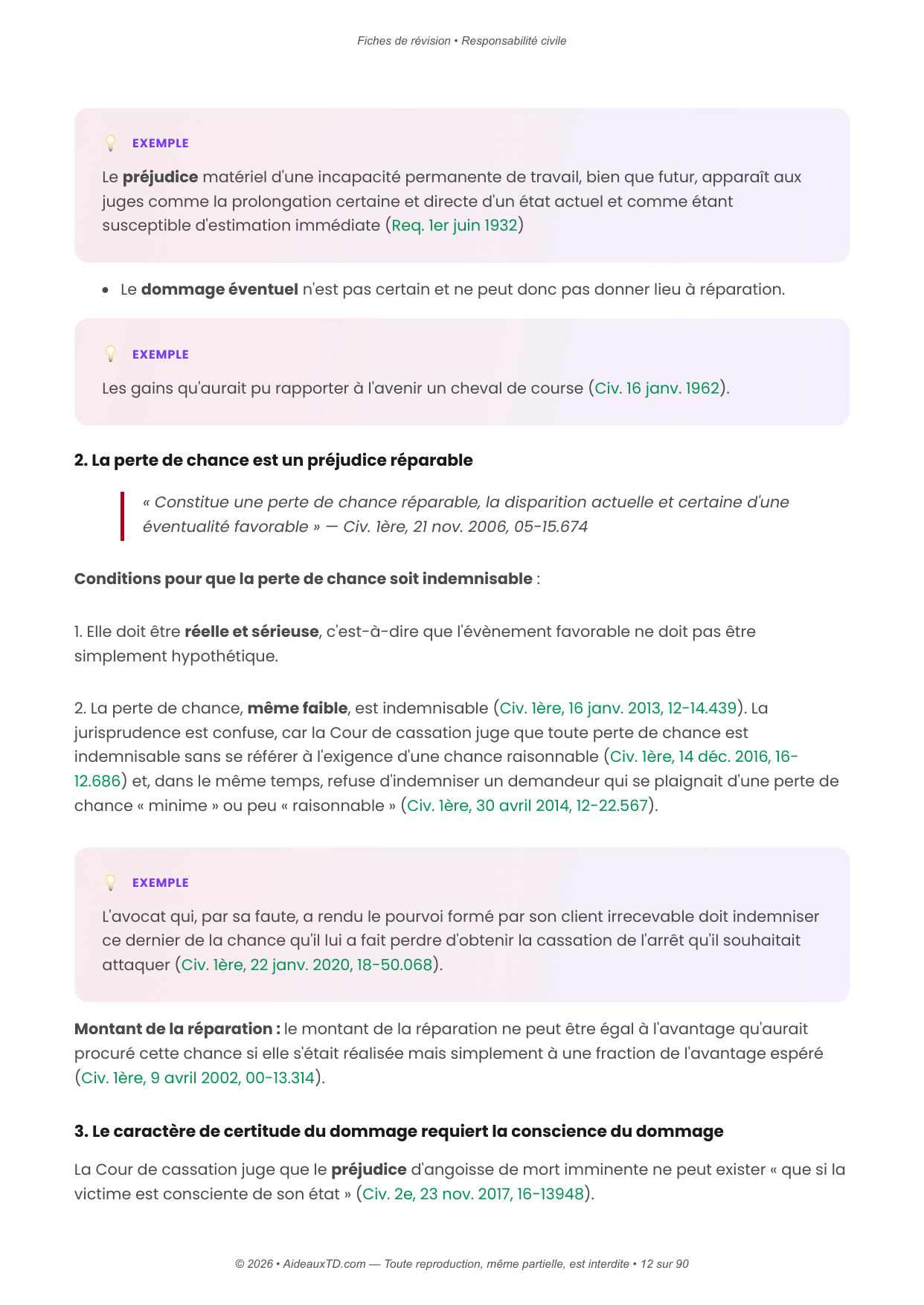 Fiches de révision — Responsabilité civile