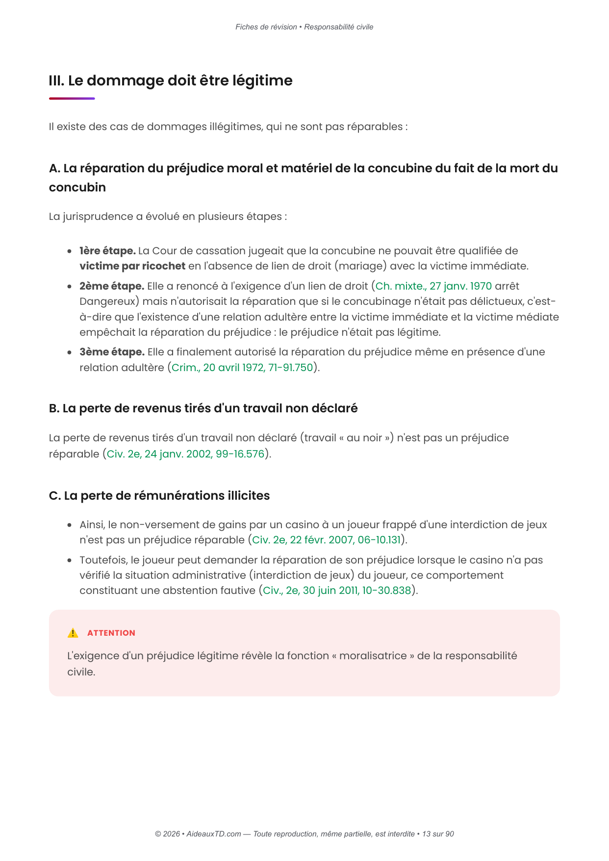 Fiches de révision — Responsabilité civile