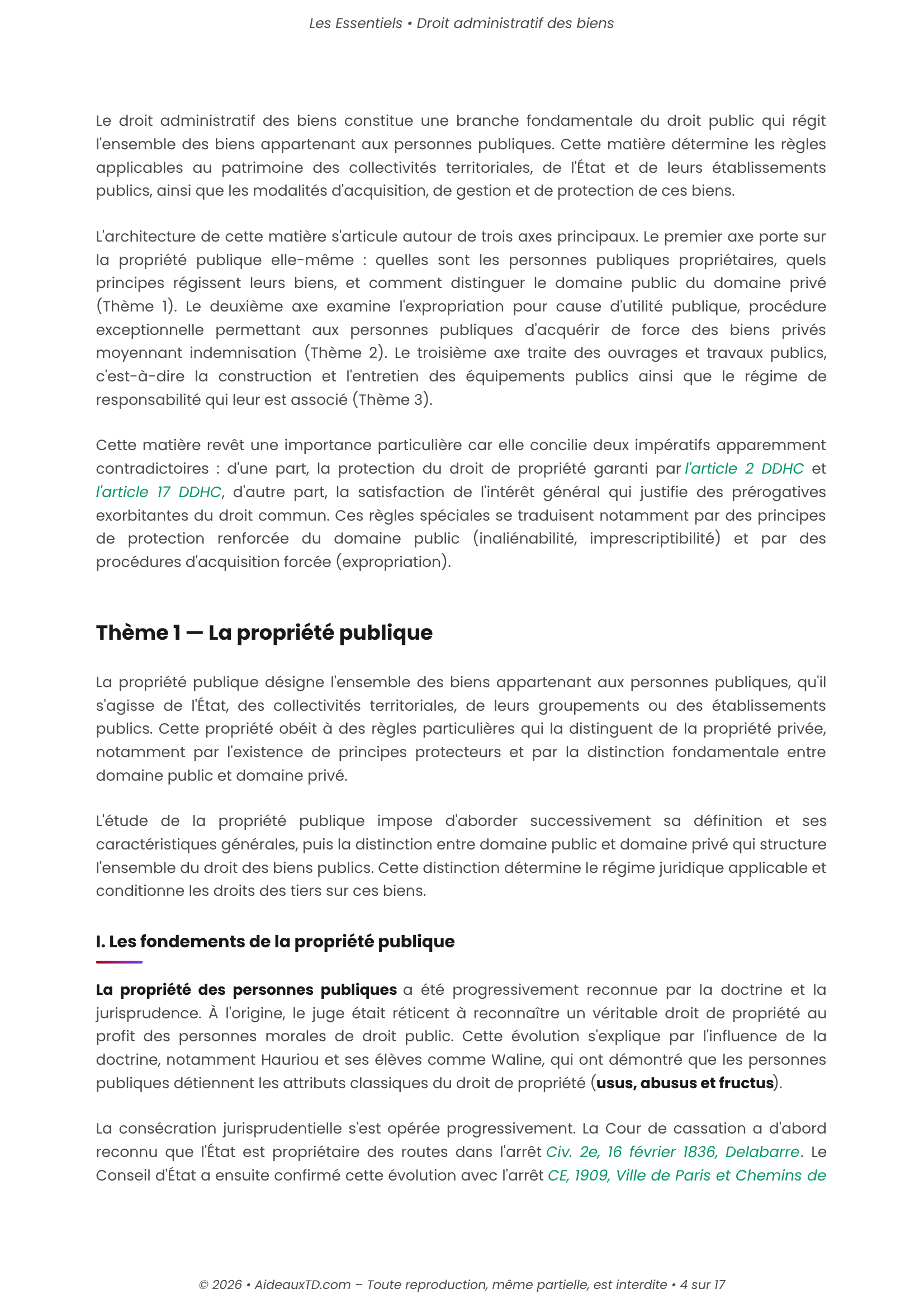 L&rsquo;Essentiel — Droit Administratif des Biens