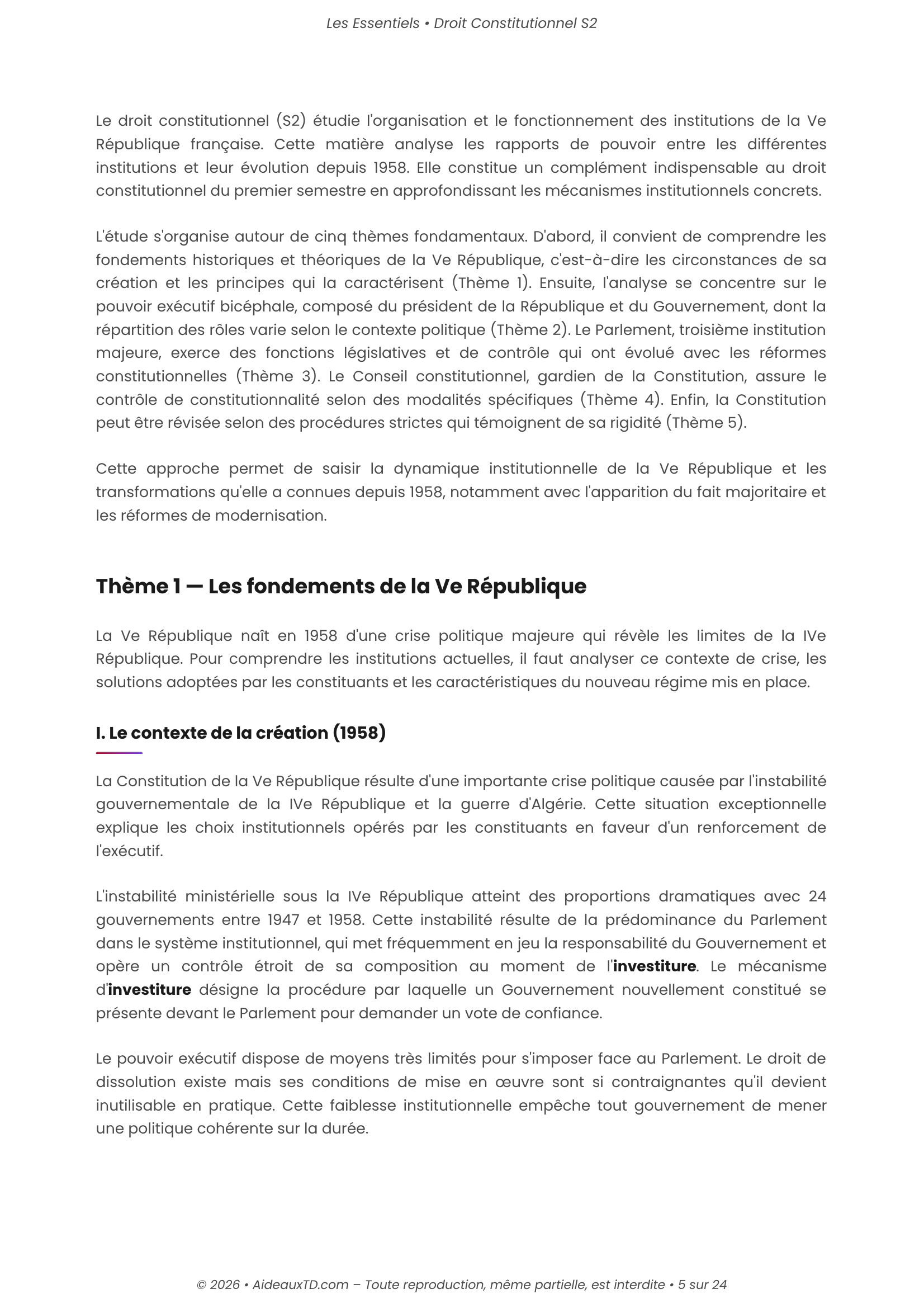L&rsquo;Essentiel — Droit Constitutionnel S2