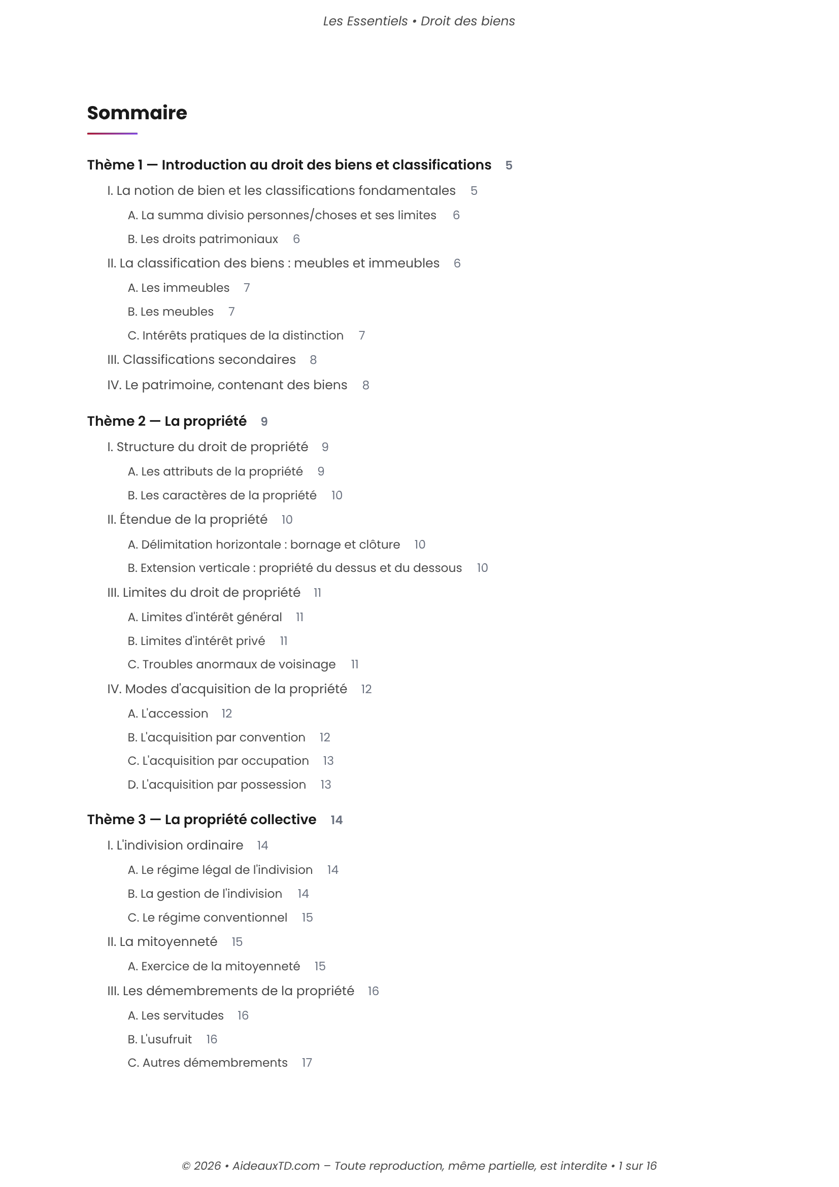 L&rsquo;Essentiel — Droit des Biens