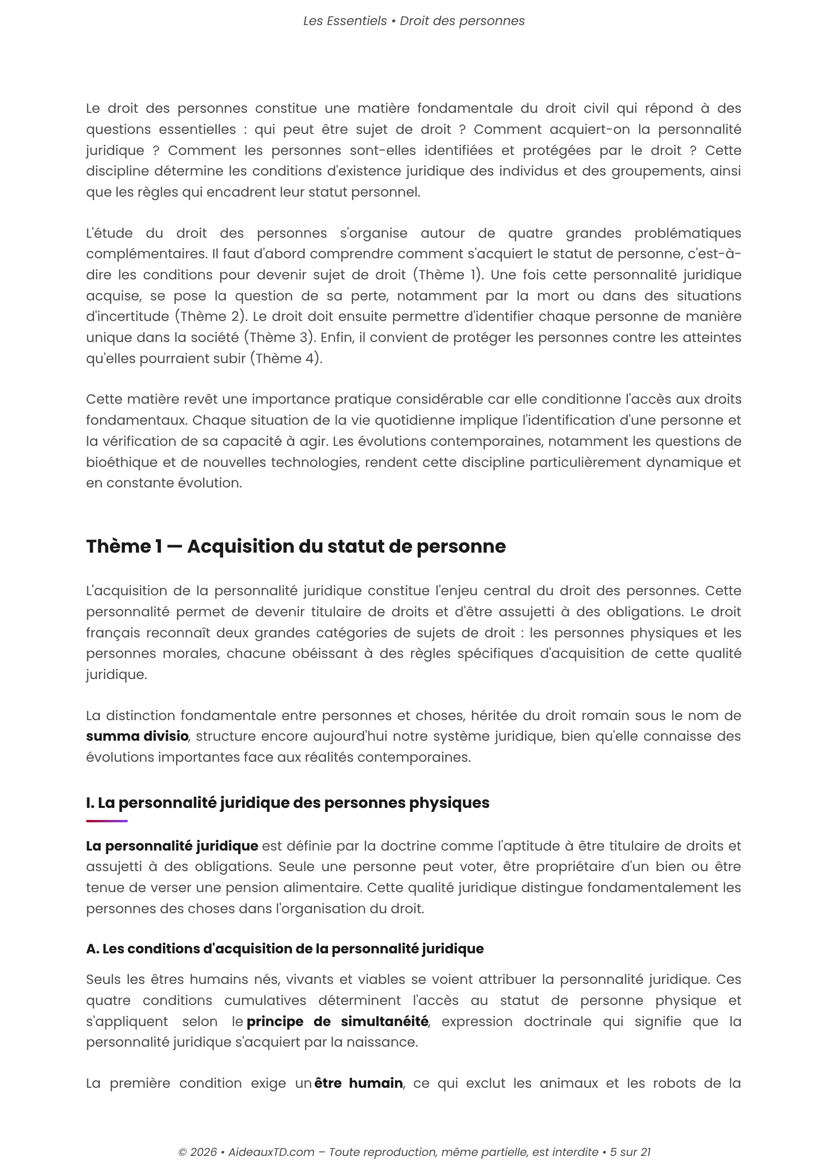 L’Essentiel — Droit des Personnes